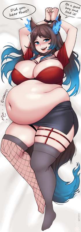 ass, big ass, big breasts, breasts, female, hellhound, huge ass, huge belly, indie virtual youtuber, kipteitei, overweight, overweight female, sinder (vtuber), thick thighs, virtual youtuber, wide hips, wolf, wolf ears, wolf girl, wolf tail
