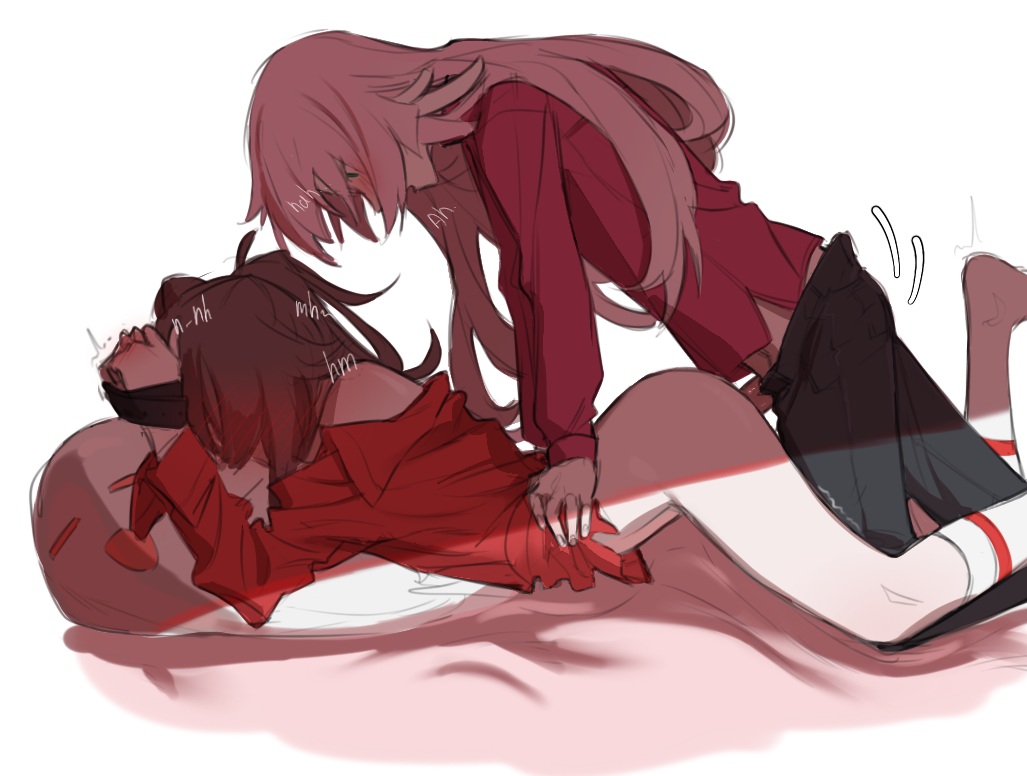 1futa, 1girls, 1other, ambiguous gender, anal, blush, bondage, boo tao (genshin impact), bottomless, bound, bound wrists, brown hair, clothed, clothed sex, clothing, duo, face in pillow, female, futa on female, futa with female, futanari, genshin impact, ghost, horns, hu tao (genshin impact), human, intersex, light skin, light-skinned female, light-skinned futa, moaning, nya huynya, partially clothed, penis, pillow, pink hair, sex, torso grab, yanfei (genshin impact)