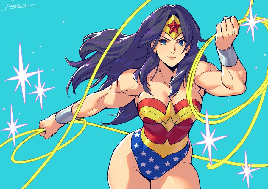 1girls amazon big_breasts black_hair blue_eyes cleavage curvaceous curvy curvy_body curvy_female curvy_figure dc dc_comics diana_prince female female_only fit fit_female fully_clothed heroine hourglass_figure kotatsu_(artist) lasso_of_truth muscular muscular_female solo solo_female superhero superheroine themysciran tiara voluptuous voluptuous_female wonder_woman wonder_woman_(series)