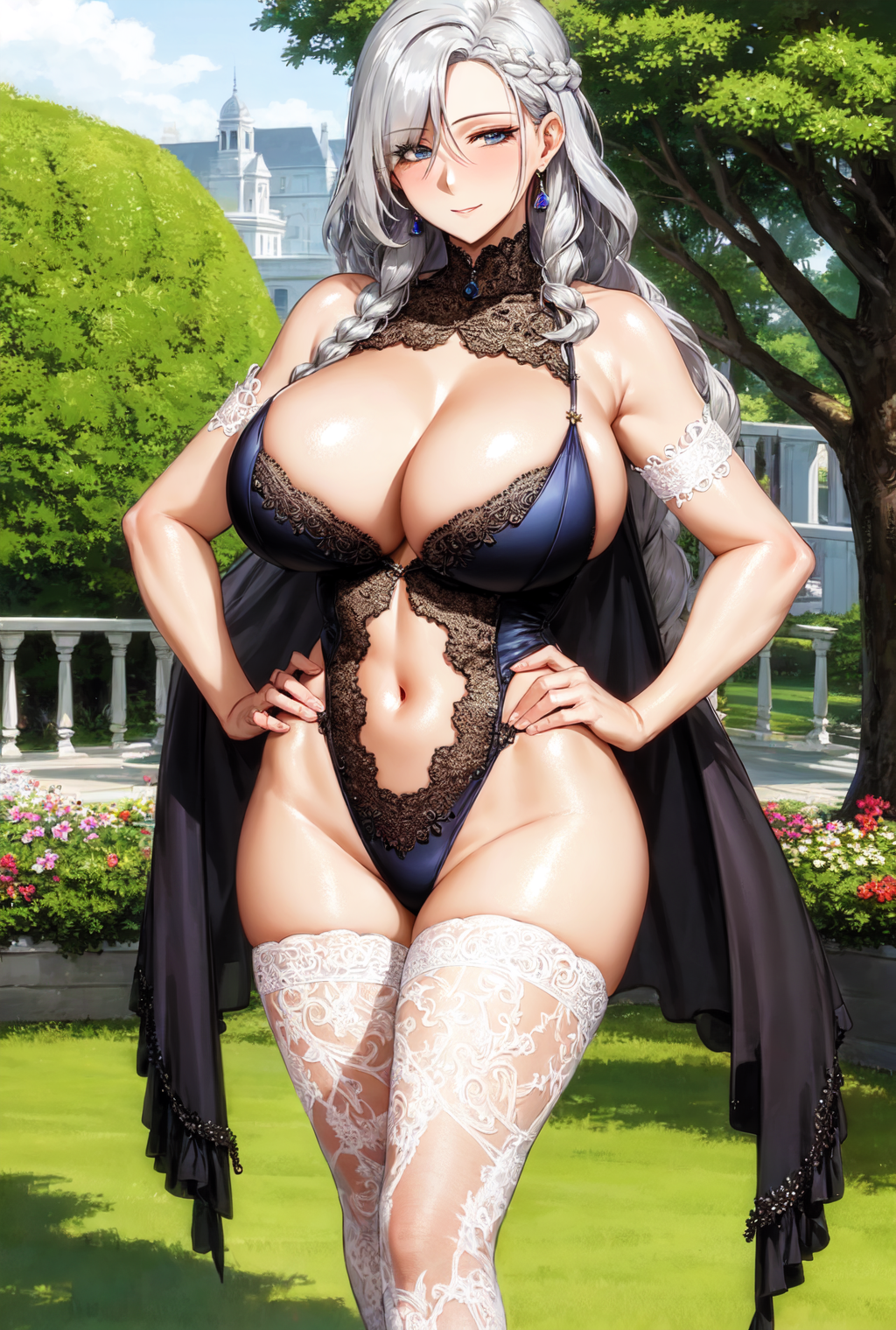 1girls, ai generated, curvy body, curvy female, curvy figure, dress, female, female focus, female only, legwear, long hair, looking at viewer, milf, solo, solo female, stable diffusion, voluptuous, voluptuous female, wealthy female