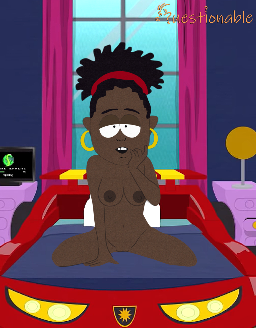 1girls, accurate art style, big breasts, black hair, breasts, comedy central, dark skin, dark-skinned female, earrings, female, female focus, female only, hairband, hoop earrings, linda black, long hair, milf, mother, nude, nude female, pussy, questionable (artist), south park, spread legs