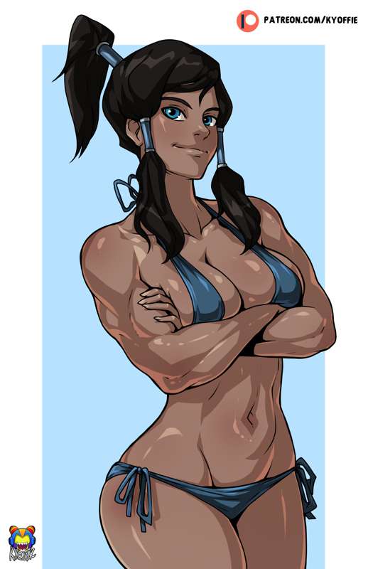 1girls, avatar legends, breasts, cleavage, clothing, da đen, dark skin, dark-skinned female, female, fit, fit female, hourglass figure, human, korra, kyoffie, large breasts, muscular, muscular female, solo, solo female, swimsuit, swimwear, the avatar, the legend of korra, water tribe