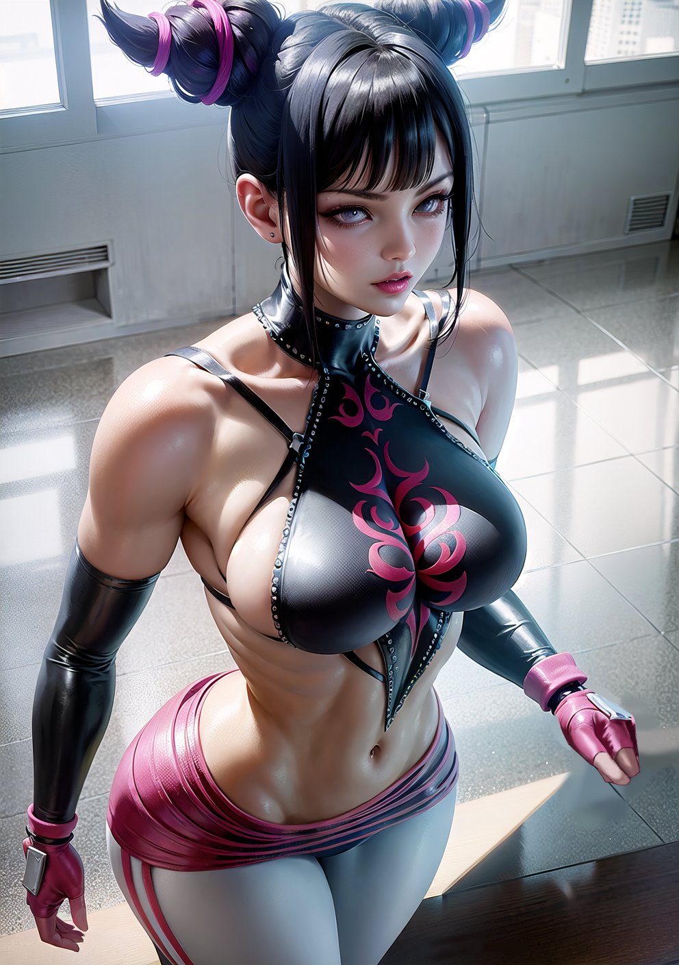 1girls, ai generated, curvy body, curvy female, curvy figure, female, female focus, female only, juri han, solo, solo focus, stable diffusion, street fighter, voluptuous, voluptuous female