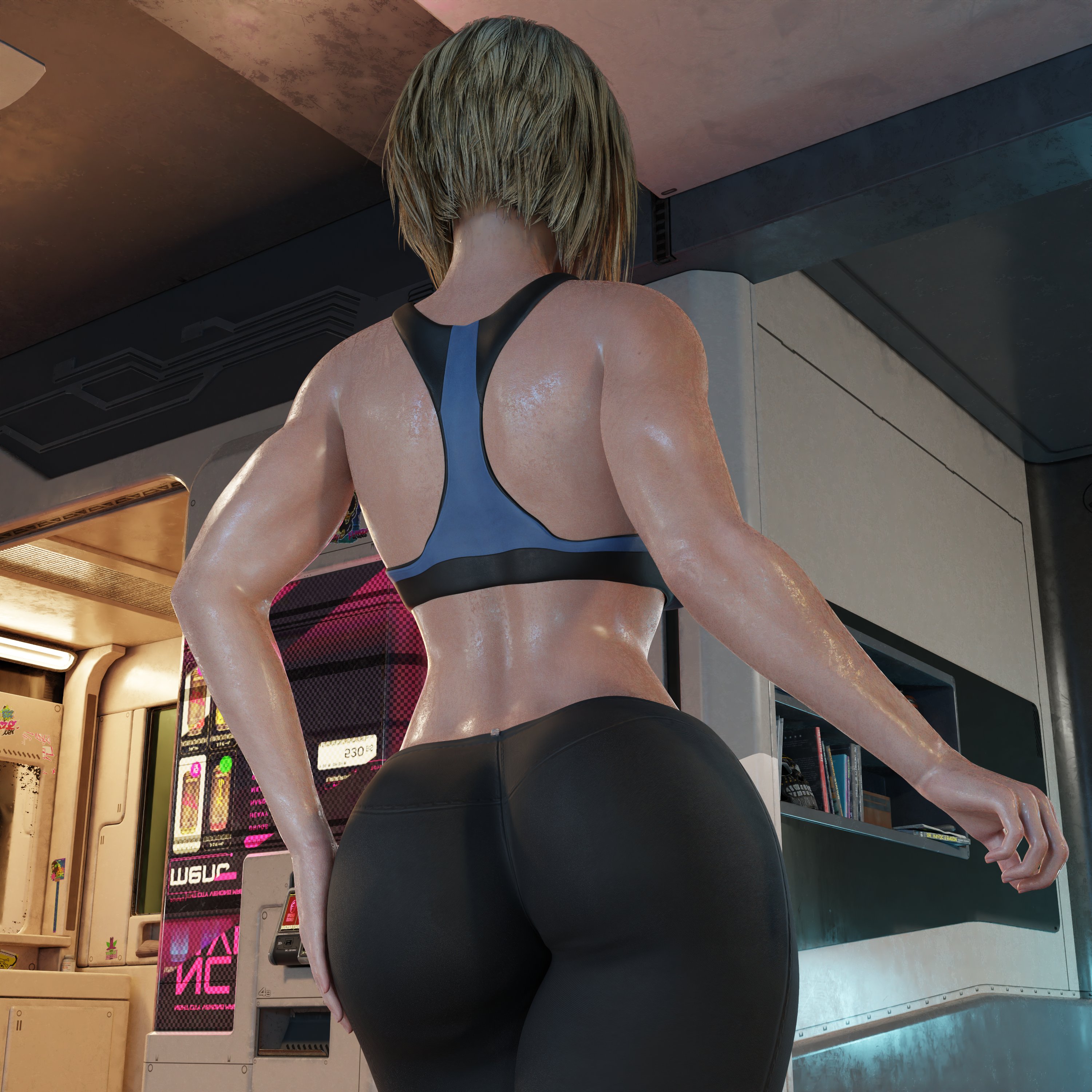 3d, ass, big ass, big breasts, blender, blonde hair, blue eyes, breasts, dc, dc comics, female, injustice 2, kara zor-l, karen starr, power girl, power girl (injustice), sharkmanrenders, solo, superman (series), text