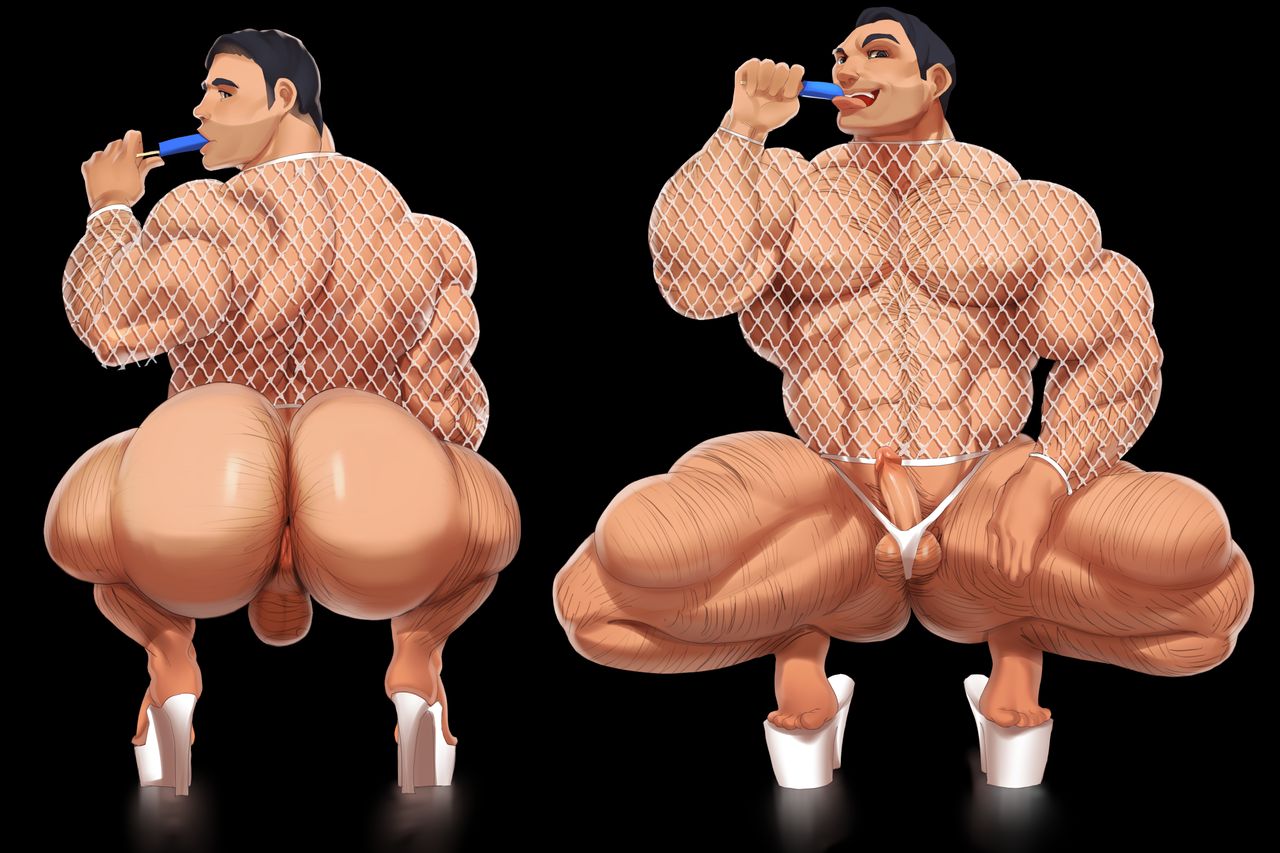 ass ass_bigger_than_body bara big_ass black_hair boner character_name character_request crossdressing crouching erect_penis erection exotic_dancer fishnets gay giant_ass gigantic_ass hairy_ass hairy_legs hard_on heels high_heels huge_ass human indecent_exposure justmegabenewell licking looking_at_viewer male male/male male_only manly_crossdresser massive_ass muscles muscular muscular_ass muscular_legs muscular_male muscular_thighs penis platform_heels popsicle presenting_ass presenting_hindquarters slutty_clothing smiling smiling_at_viewer solo_male stripper thick_thighs thighs thong white_thong yaoi