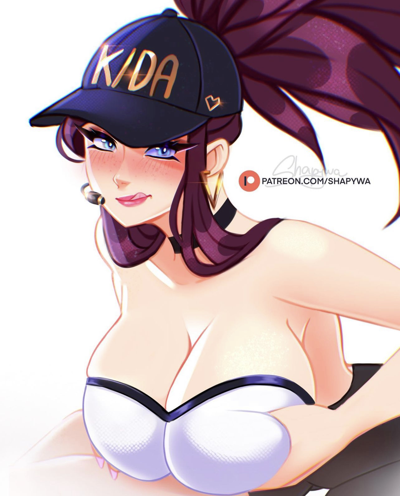 akali, breasts, female, k/da akali, k/da series, league of legends, massive breasts, shapywa, singer, strapless, strapless top, strapless topwear, tubetop