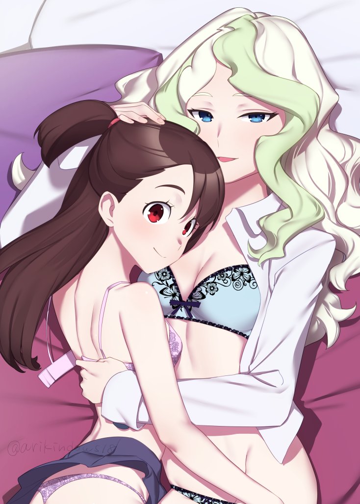 2girls akko_kagari arikindows10 bra diakko diana_cavendish little_witch_academia multiple_girls