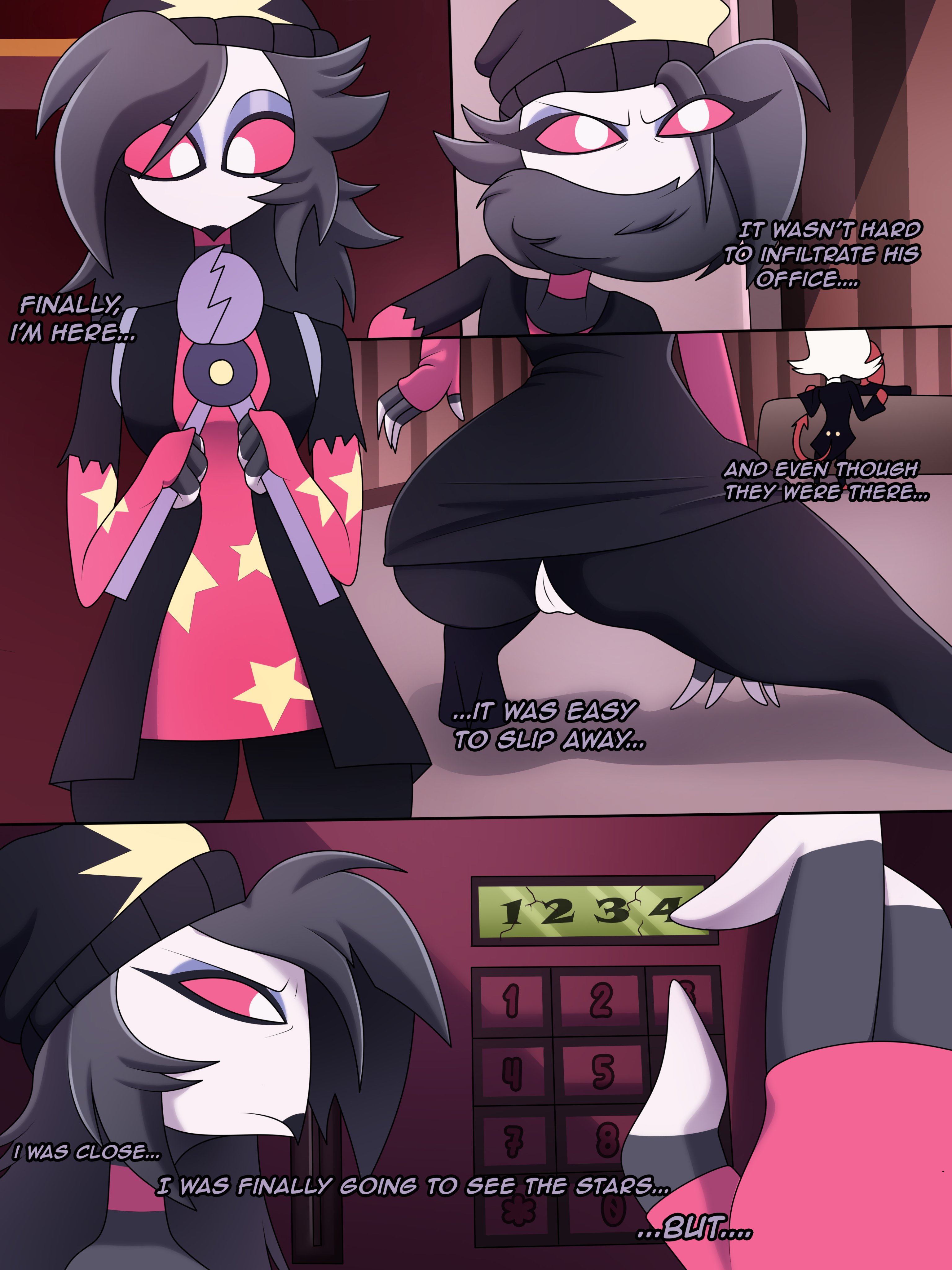 bird, blitzo (helluva boss), comic, demon, demon girl, female, helluva boss, imp, incest, japy7u7, moxxie (helluva boss), no panties, octavia (helluva boss), owl, sneaky