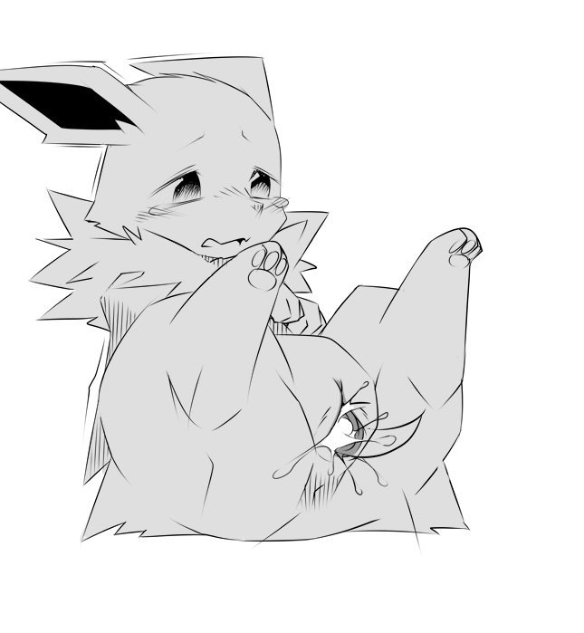 1girls after_sex ass blush canine cum cum_in_pussy cum_inside eeveelution female female_only feral furry half-closed_eyes jolteon legs_up long_ears monochrome nintendo on_back open_mouth pawpads paws penetration pokémon_(species) pokemon pu_sukebe pussy sketch solo straight tears video_games white_background