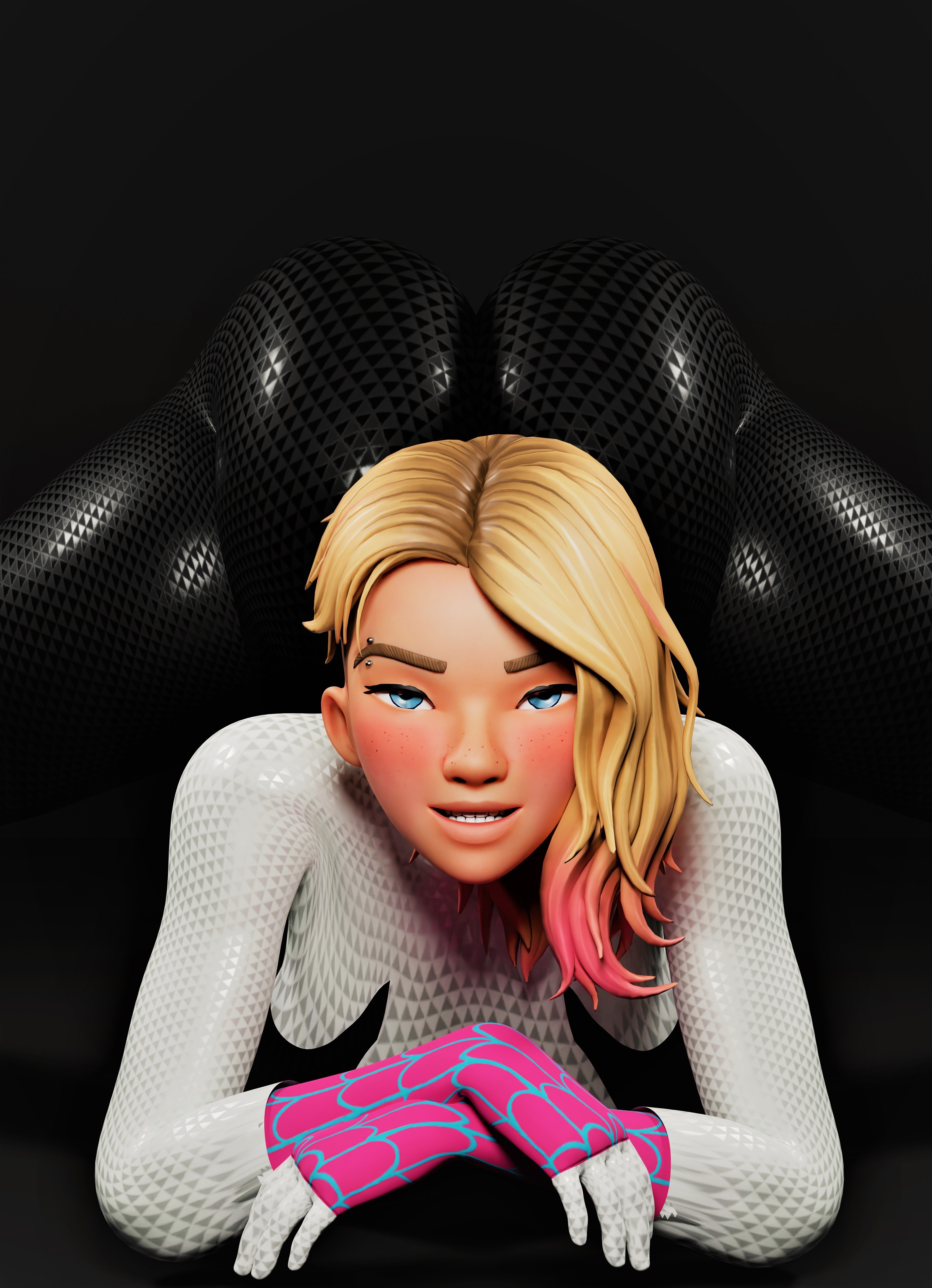 1girls, 3d, ass, athletic, athletic female, big breasts, breasts, busty, curvaceous, curvy, curvy figure, cute, cute face, eyebrow piercing, eyebrows, eyelashes, eyes, female, female focus, female only, fit, fit female, gwen stacy, hair, high heels, hips, hourglass figure, human, legs, light skin, light-skinned female, lips, marvel, marvel comics, sera4rl, seraph1cc, shaved side, short hair, slim waist, spider-gwen, spider-man (series), spider-man: into the spider-verse, superhero, superheroine, thick, thick legs, thick thighs, thighs, upper body, voluptuous, waist, wide hips