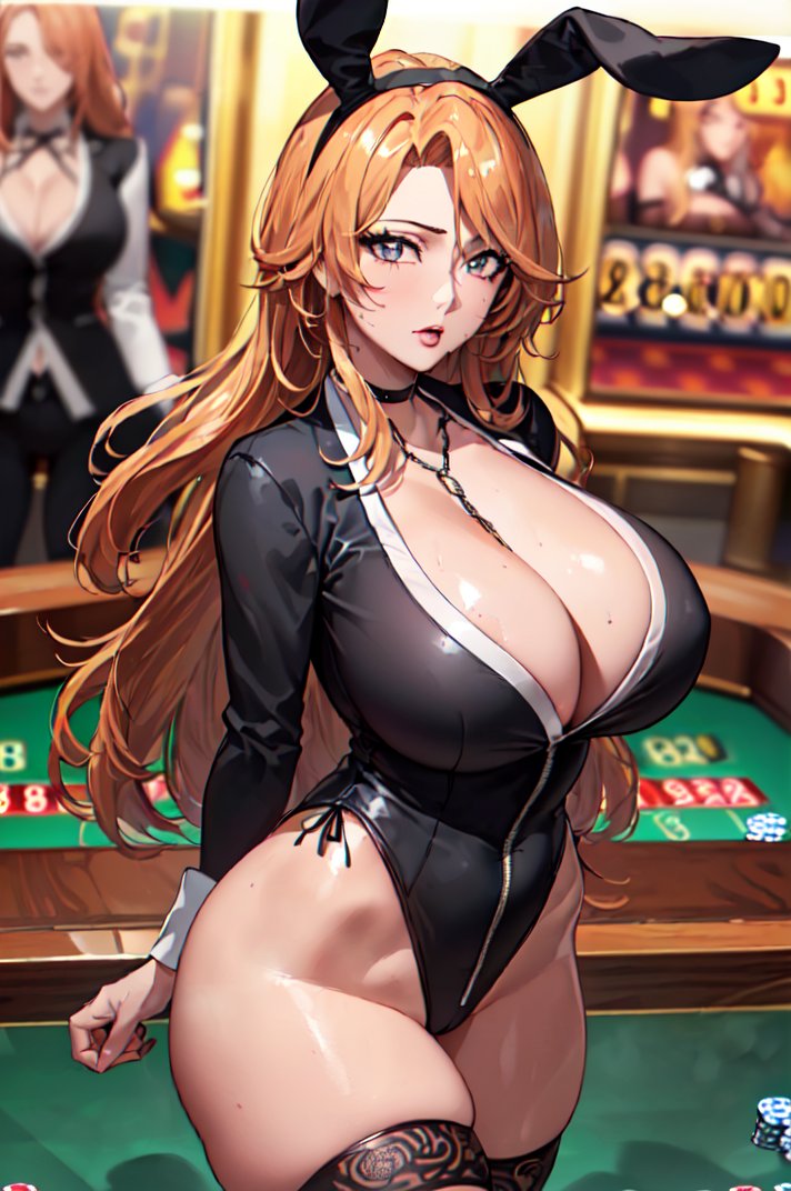 1girls 2023 ai_generated bleach bunny_club bunny_ears bunny_girl bunnysuit curvaceous curvy_body curvy_female ginger_hair huge_breasts legwear leotard long_hair matsumoto_rangiku mature_female older_female seductive_look stable_diffusion