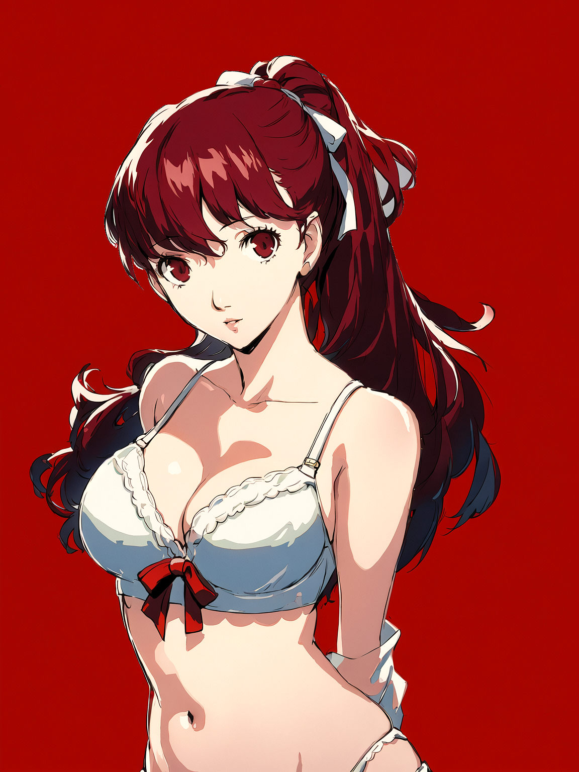 ai generated, atlus, breasts, female, female only, kasumi yoshizawa, nai diffusion, persona, persona 5, red hair, solo, stable diffusion