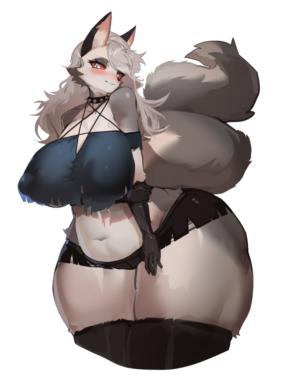 anthro, anthro only, big breasts, breasts, female, helluva boss, huge breasts, loona (helluva boss), thick thighs, utterangle, wide hips