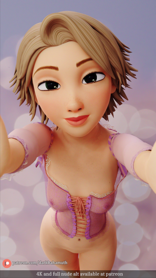 3d, breasts, cute, darkbahamuth, disney, disney princess, female, petite, pinup, princess, rapunzel, small breasts, tangled, teenager, text
