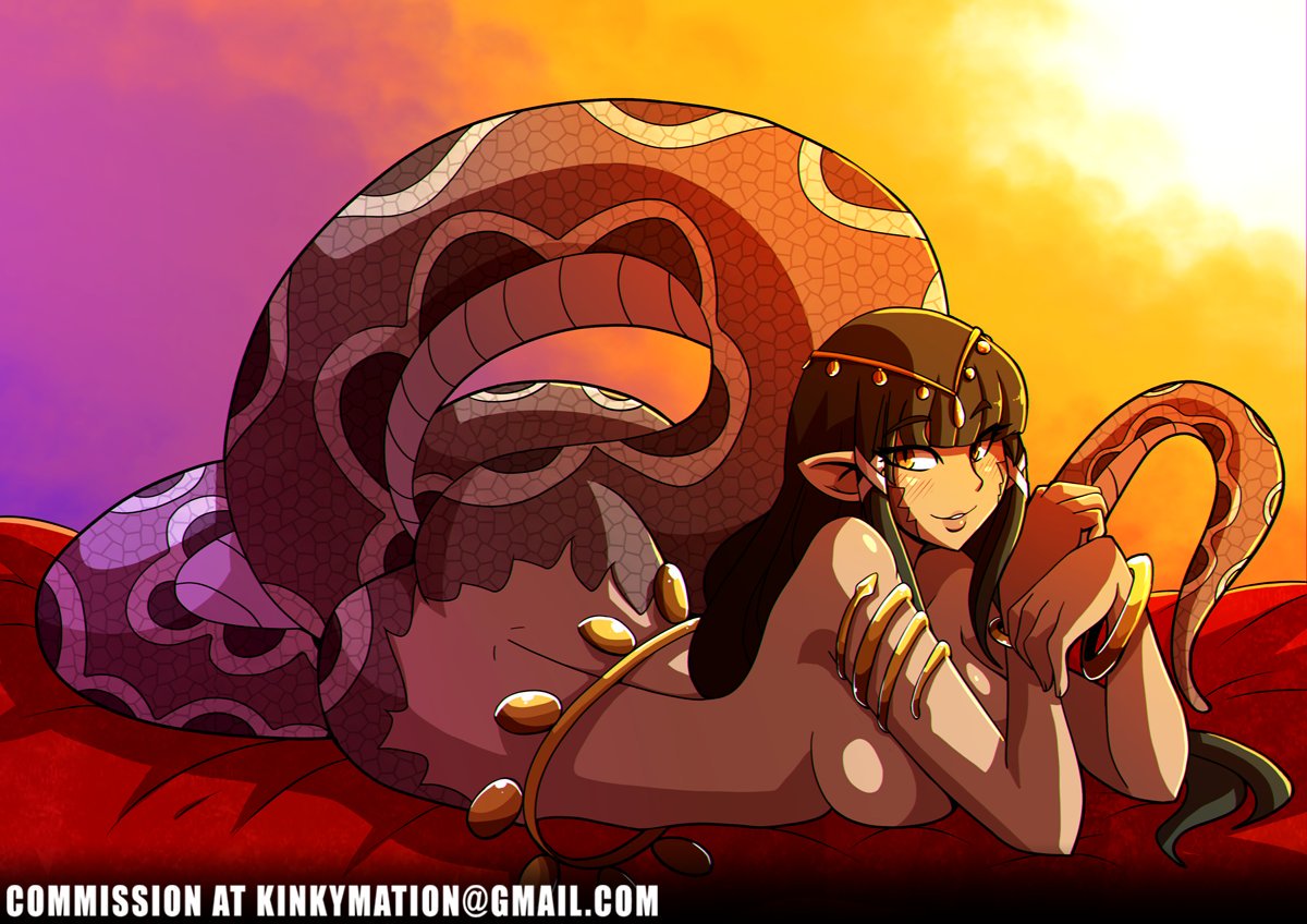 1girls, ass, big ass, bracelet, breasts, completely nude, female, kinkymation, lamia, large breasts, monster girl, naga, nude, nude female, original, snake girl, solo, source request