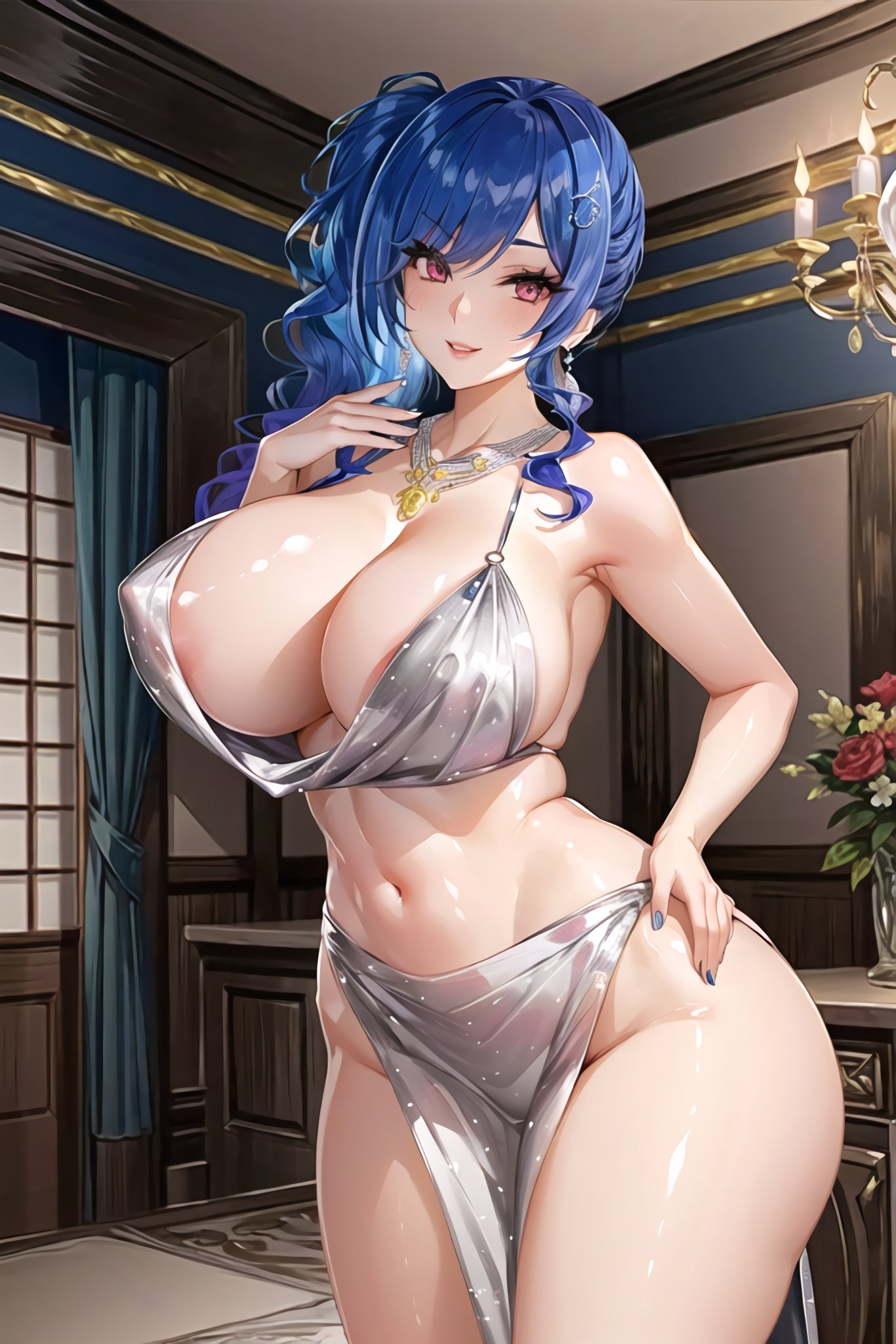 ai generated, azur lane, breasts, curvaceous, curvy female, curvy figure, female, female focus, female only, high resolution, huge breasts, skirt, st. louis (azur lane), stable diffusion, underwear, voluptuous, voluptuous female