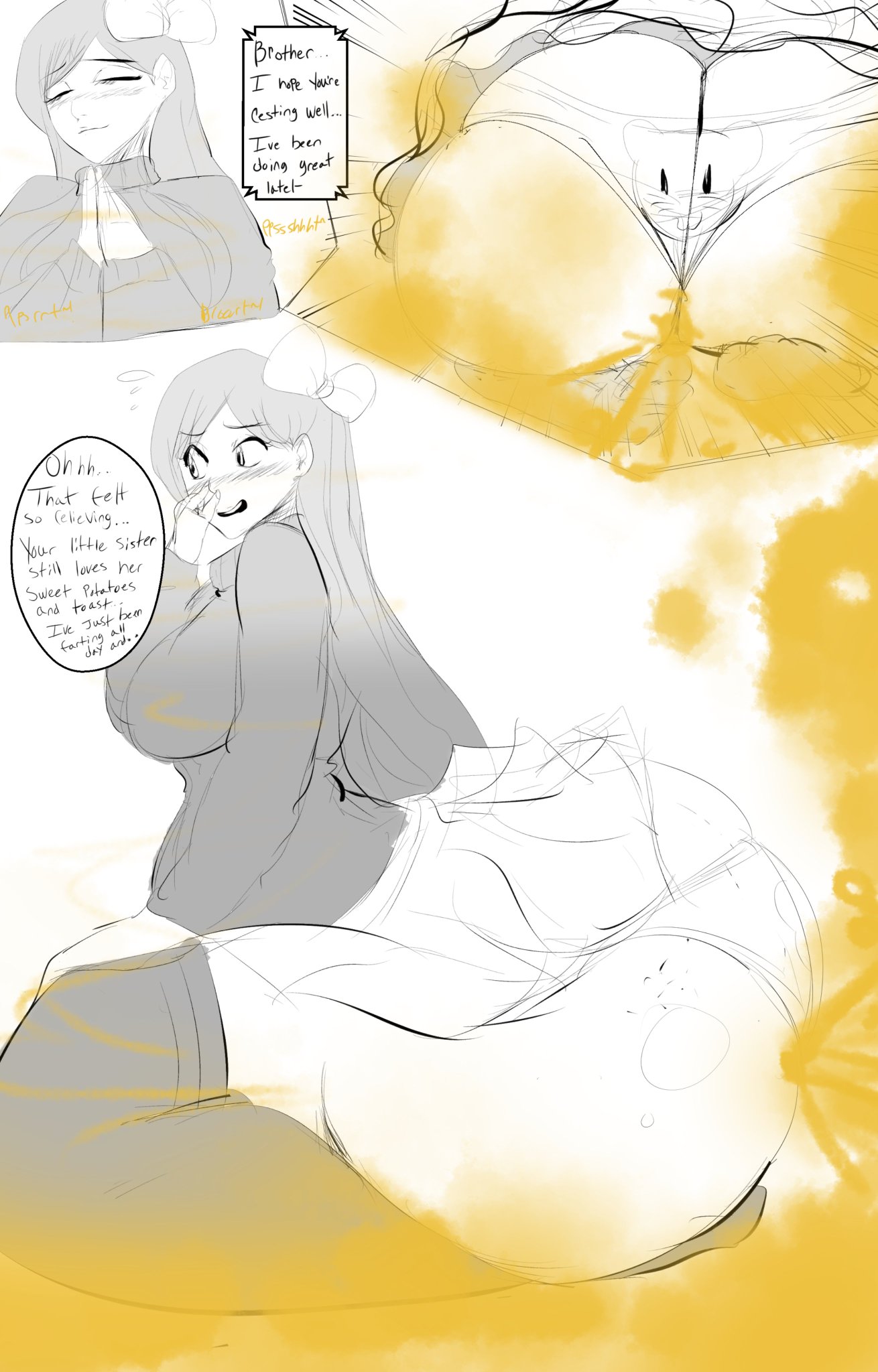 ass, ass cleavage, ass crack, big ass, big breasts, big butt, bleach, brap, breasts, butt crack, fard, fart, fart fetish, farting, female, fetish, gassy, inoue orihime, melissaalli, smelly, stinky