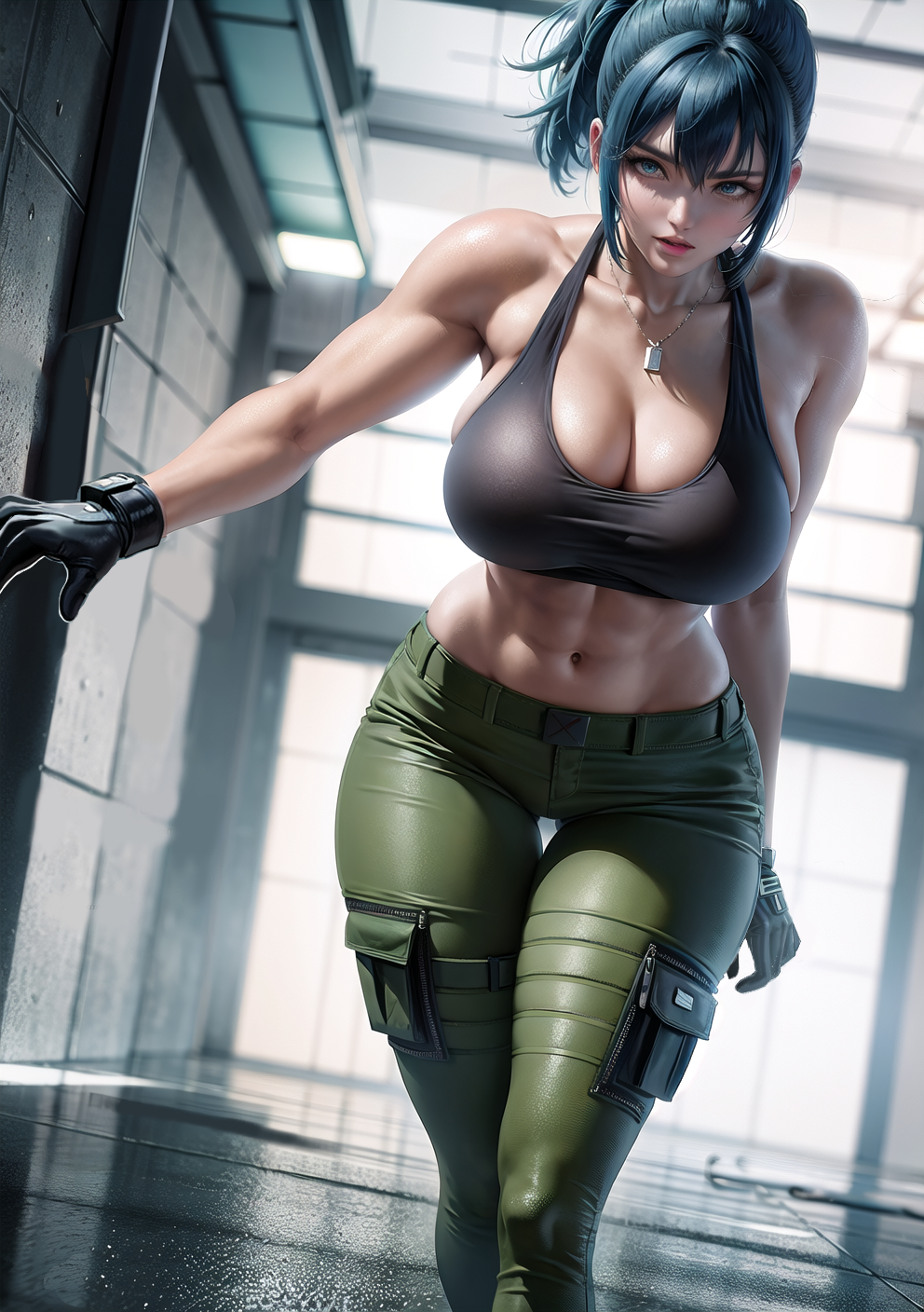 1girls, ai generated, curvy female, curvy figure, female, female focus, female only, king of fighters, leona heidern, looking at viewer, solo, solo female, stable diffusion, voluptuous female