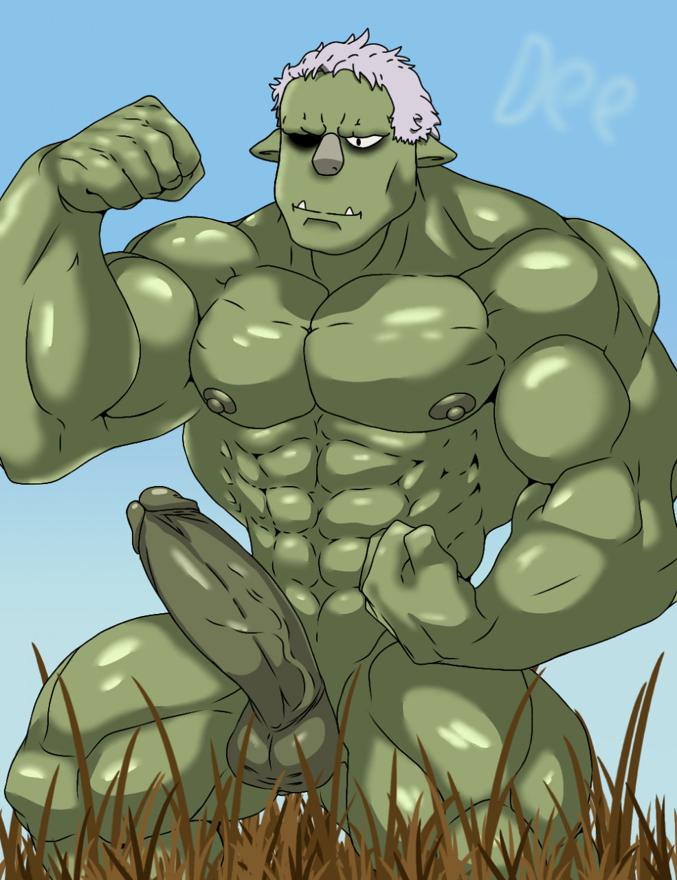 abs balls dee_(artist) genitals goblin goblin_male green_body green_skin hi_res humanoid male male_only muscular muscular_humanoid muscular_male nipples pecs penis rigurd solo that_time_i_got_reincarnated_as_a_slime vein veiny_penis