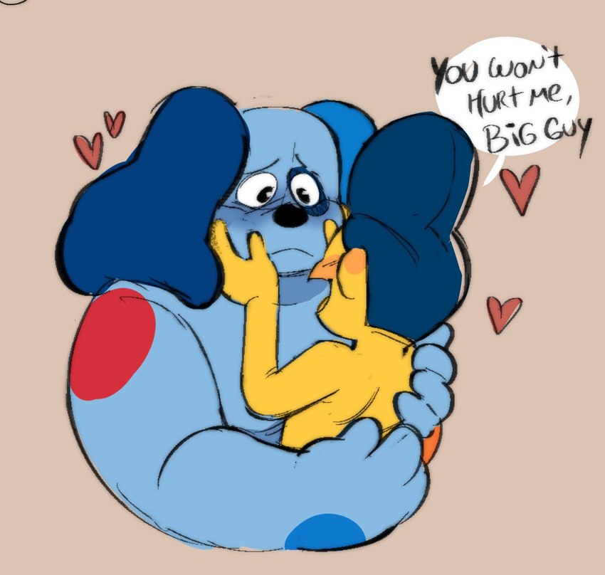 barnaby_b._beagl_(welcome_home) barnaby_beagle calazotauvu cute dialogue hearts_around_head holding_cheek holding_face holding_head no_visible_genitalia non-human romantic_sex text_bubble toony wally_darling_(welcome_home) welcome_home_(puppet_show) wholesome wholesome_sex