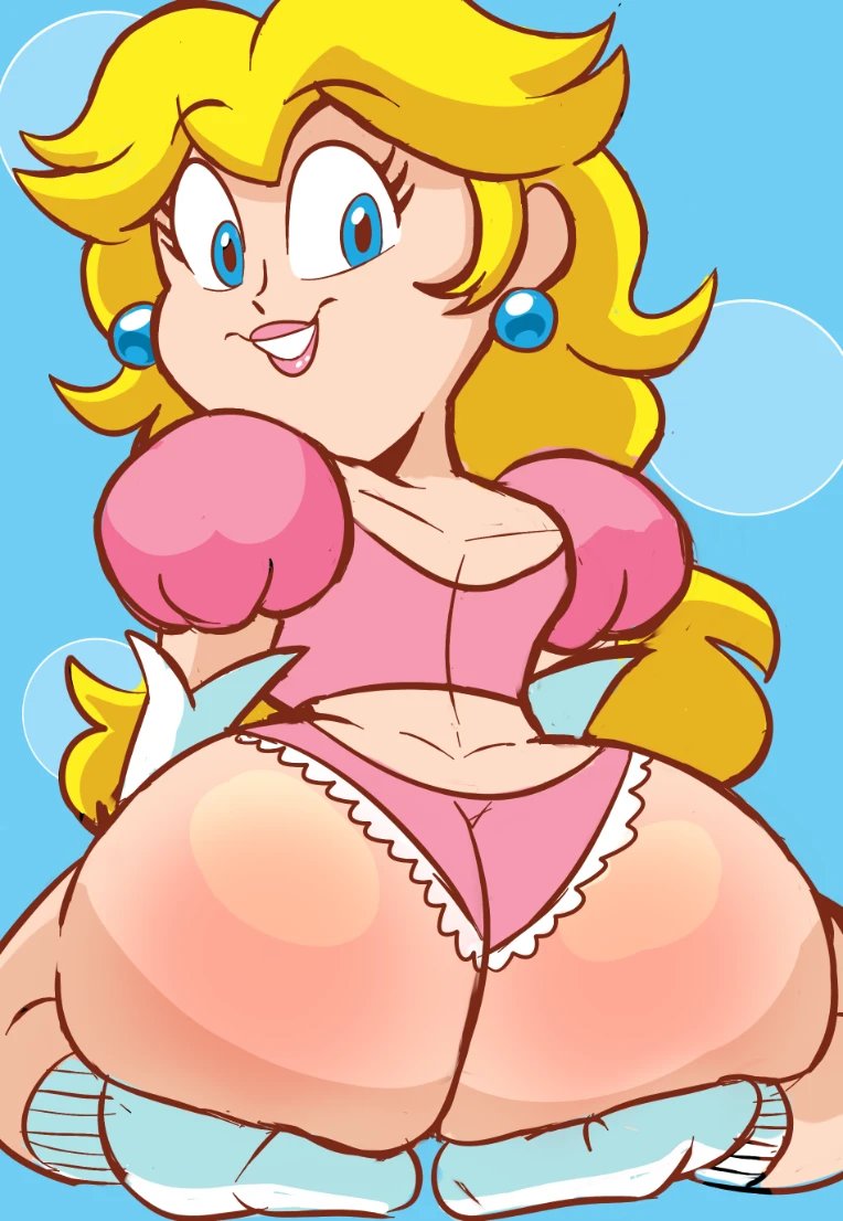 1girls ass big_ass big_butt blonde_female blonde_hair blue_eyes bottom_heavy bubble_ass bubble_butt crop_top crown dat_ass earrings eyelashes fat_ass fat_butt female female_only huge_ass huge_butt instantnudeles large_ass large_butt looking_at_viewer mario_(series) nintendo panties princess_peach rear_view solo super_princess_peach thick_ass thick_thighs video_games wide_hips