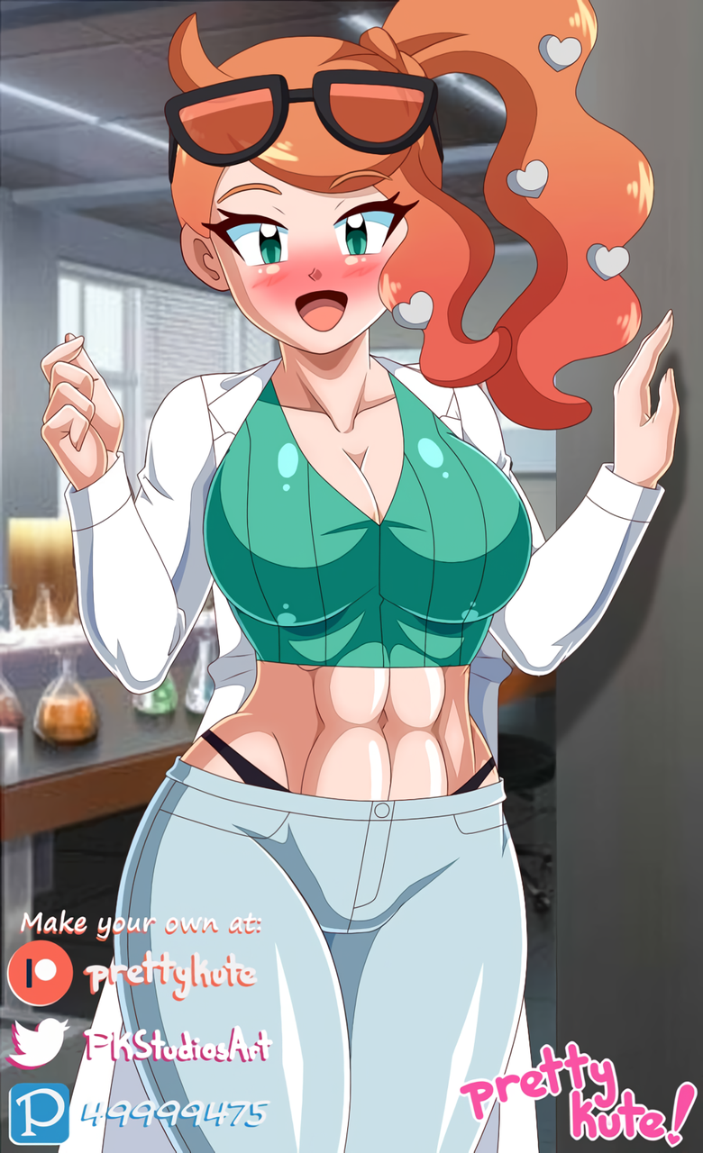 1girls 2023 abs artist_name big_breasts black_panties blush breasts female female_only game_freak green_eyes hourglass_figure huge_breasts lab_coat long_hair looking_at_viewer muscular muscular_female open_mouth orange_hair panties patreon_logo patreon_username pixiv_logo pixiv_username pk-studios pokemon pokemon_ss side_ponytail sonia_(pokemon) sunglasses sunglasses_on_head thick_thighs tight_clothing twitter_logo twitter_username wide_hips