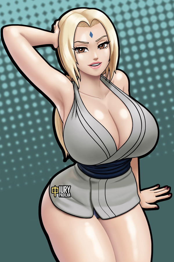 1girls, arm behind head, armpits, bare arms, bare legs, bare shoulders, bare thighs, big breasts, blonde hair, blonde-haired female, blue panties, boruto: naruto next generations, bottomless, breasts, brown eyes, busty, child bearing hips, cleavage, dress, female, female focus, female only, forehead jewel, forehead mark, hi res, high resolution, highres, hourglass figure, iury padilha, kimono, large breasts, light skin, light-skinned female, lips, lipstick, looking at viewer, mature, mature female, milf, nail polish, naruto, naruto (classic), naruto (series), naruto shippuden, no pants, painted nails, pale skin, pale-skinned female, panties, pink lips, pink lipstick, pinup, ponytail, pose, posing, red nail polish, red nails, seductive, seductive smile, sensual, short dress, shounen jump, sleeveless, sleeveless dress, smile, smiling, smiling at viewer, solo, solo female, solo focus, standing, thick thighs, thighs, tied hair, tsunade, wide hips