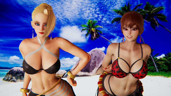 3d 3d_(artwork) big_breasts bikini blonde_hair blue_eyes king_of_fighters kof looking_at_viewer mature_(kof) short_hair summer vice_(kof)