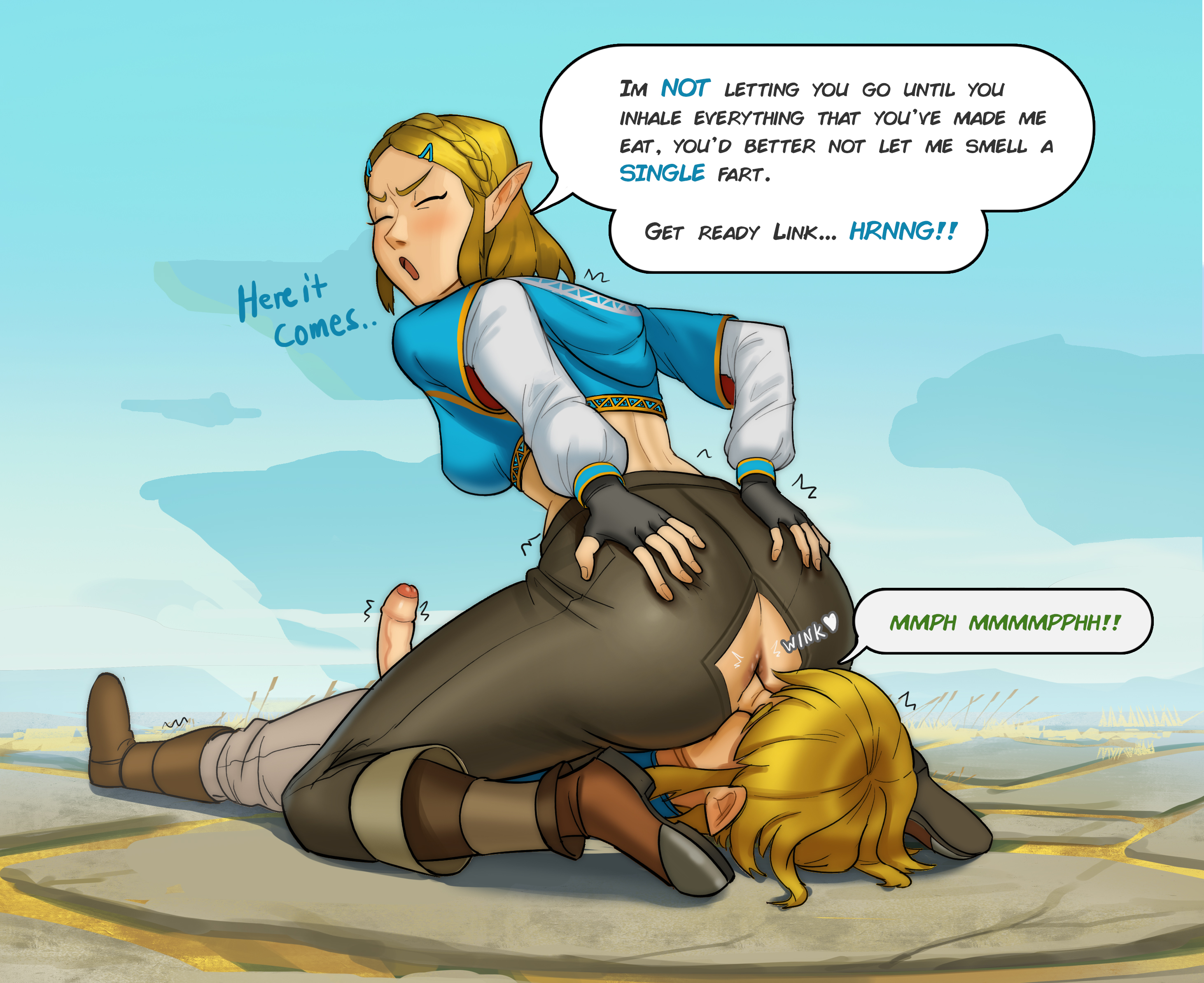 aipu, ass, ass on face, ass sniffing, ass worship, asshole, big ass, fart, fart fetish, female, femdom, imminent fart, link, link (breath of the wild), princess zelda, smothering, sniffing ass, tears of the kingdom, the legend of zelda, zelda (tears of the kingdom)