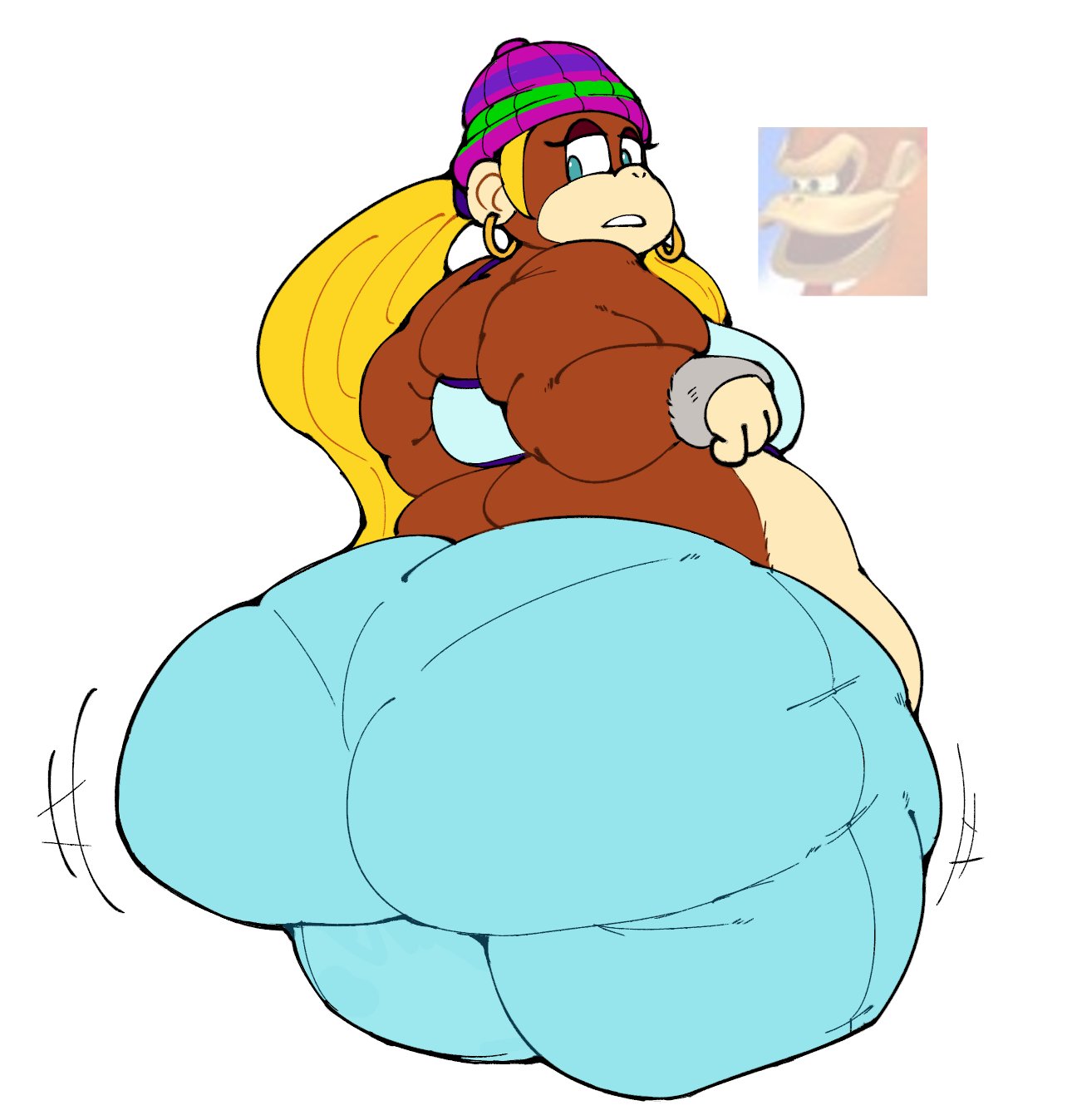 1girls bbw blonde_hair bottom_heavy brown_body donkey_kong donkey_kong_(series) fat_ass female female_only furry furry_only huge_ass huge_butt jeans kaboodles large_ass large_breasts large_butt monkey solo thick thick_ass thick_thighs tiny_kong wide_hips