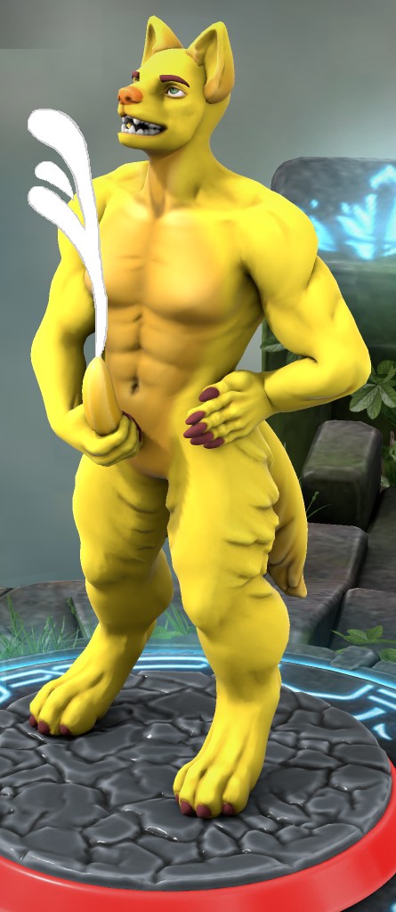 dog heroforge jerking jerkingoff masturbation muscle musclefurrydogaaron muscles orange_nose yellow_body yellow_dog yellow_fur