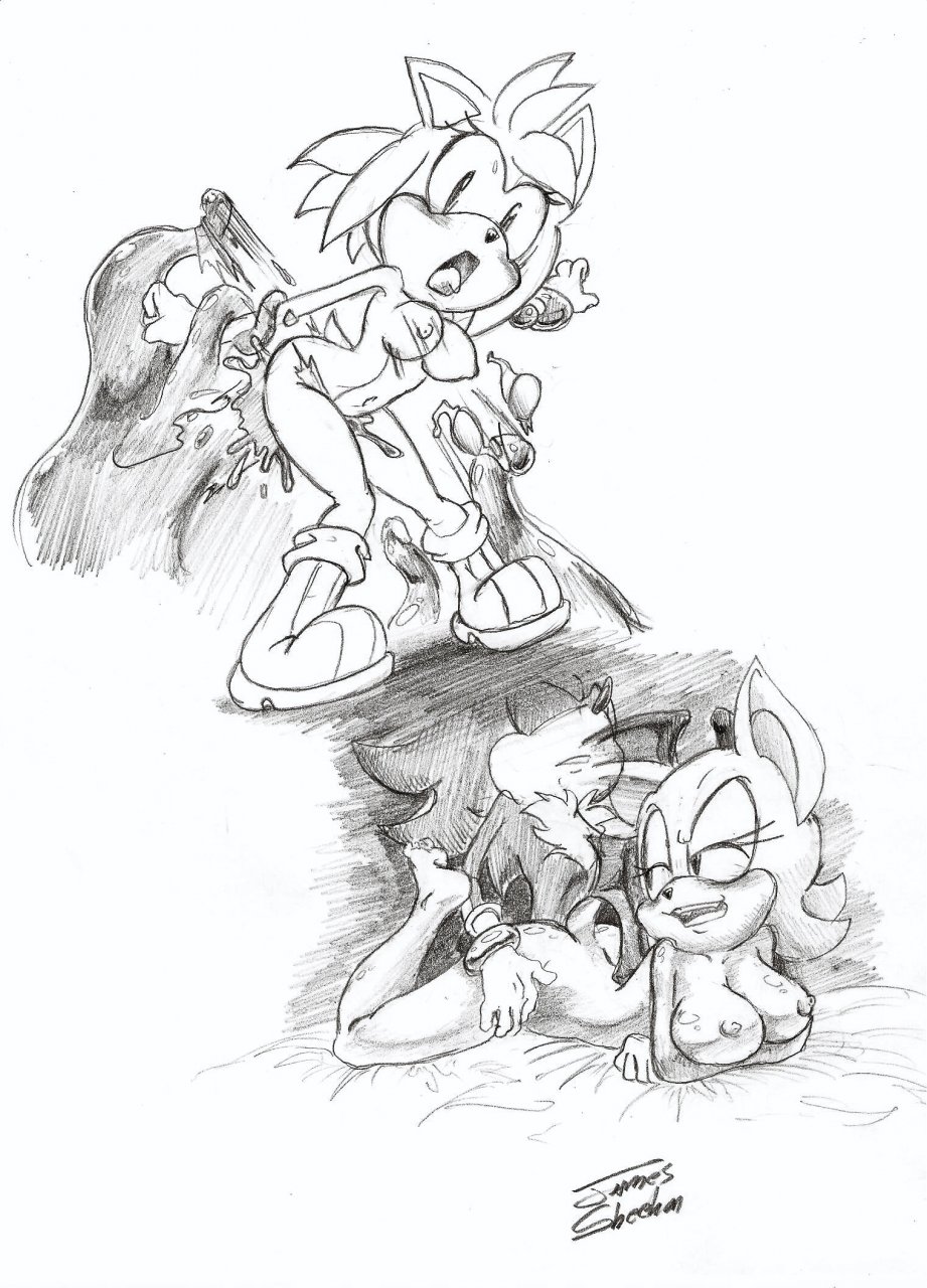 amy_rose animal animals doggy_style furry hedgehog highres mammal monochrome rouge_the_bat sex shadow_the_hedgehog sketch sonic_(series) tentacle