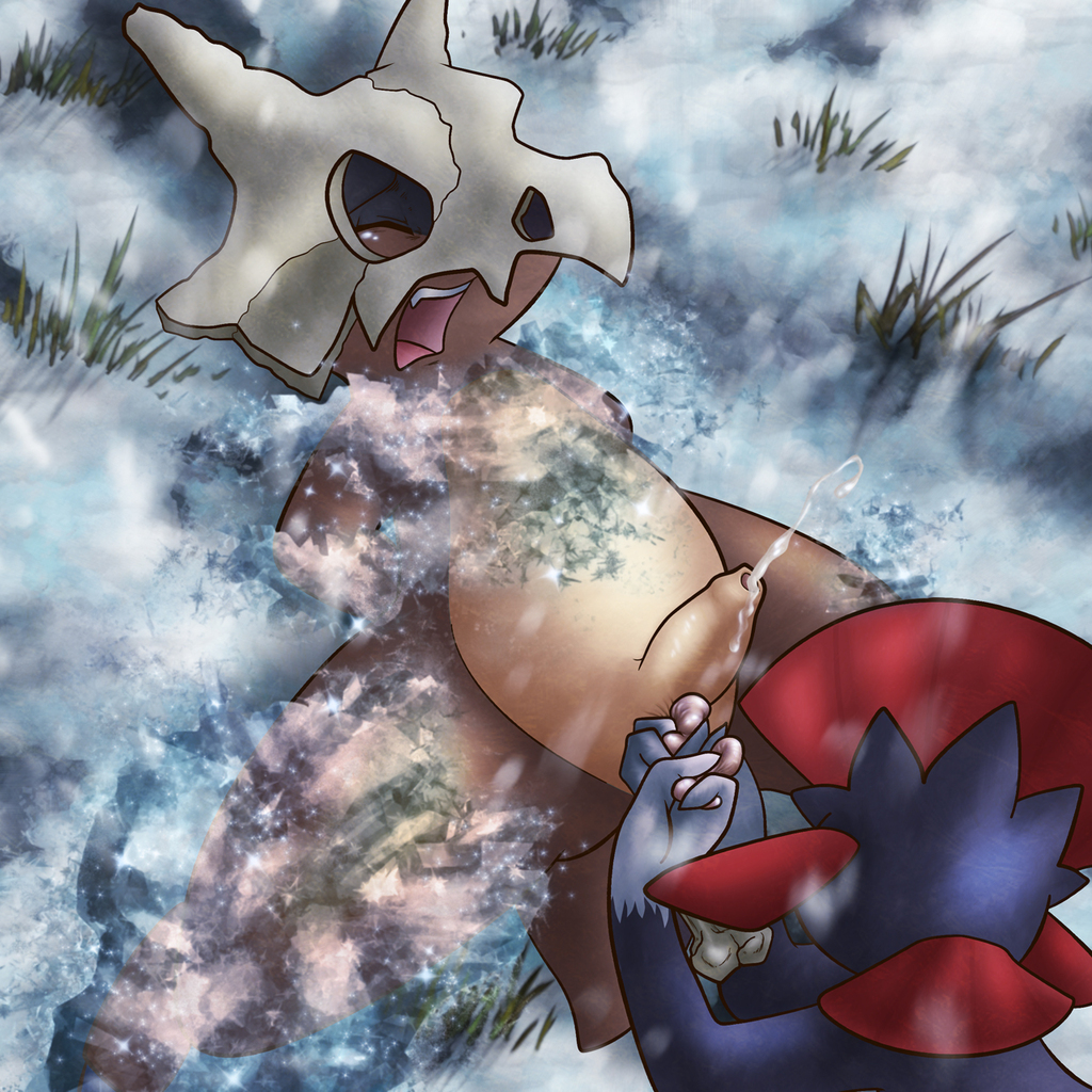 ballbusting cock_and_ball_torture cubone frozen penis pokemon pokemon_(species) squeeze straight_hair stuck_in_ice trapped weavile