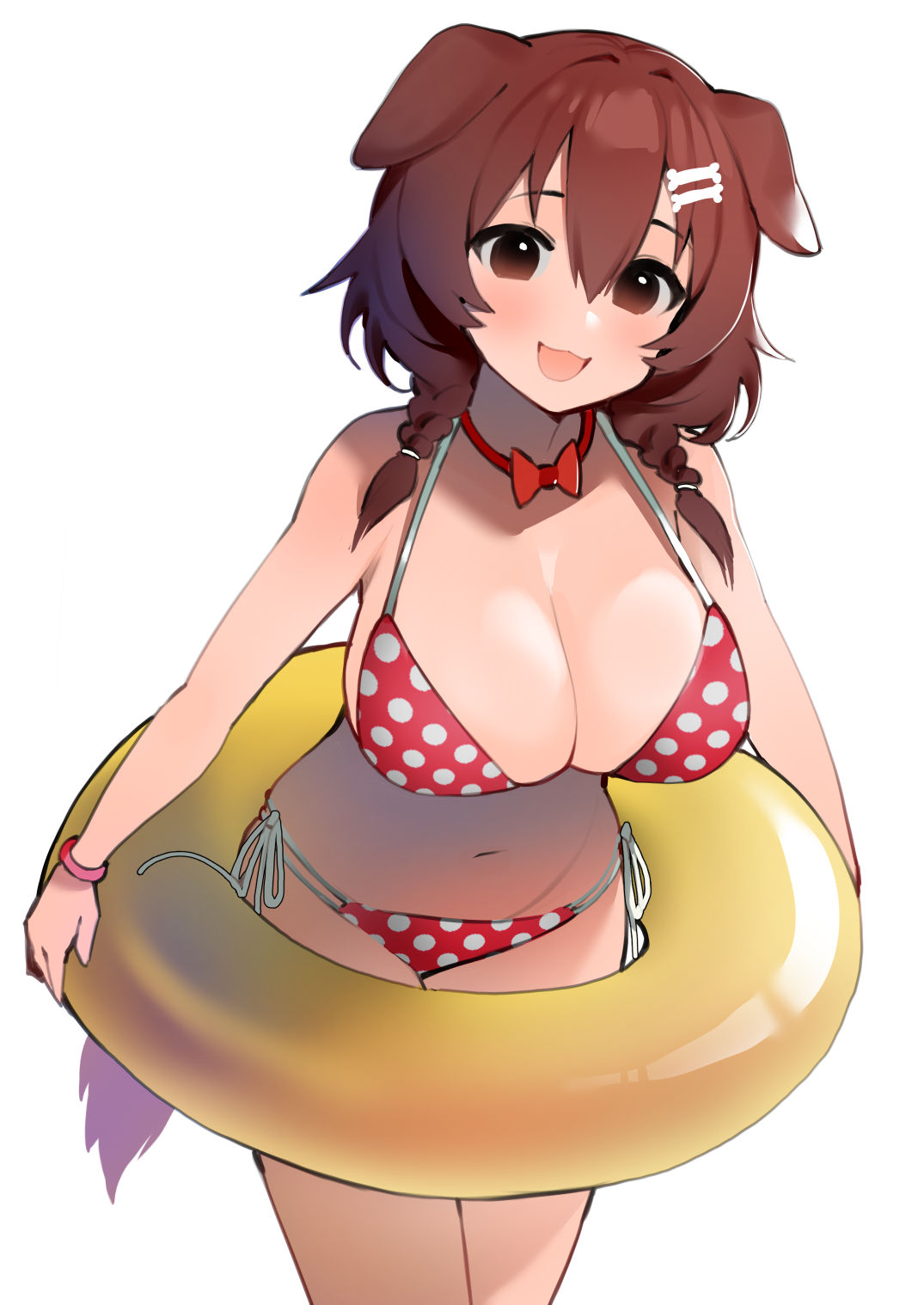 1girls big_breasts brown_hair dismassd dog_ears hololive inugami_korone sole_female swimsuit swimwear virtual_youtuber