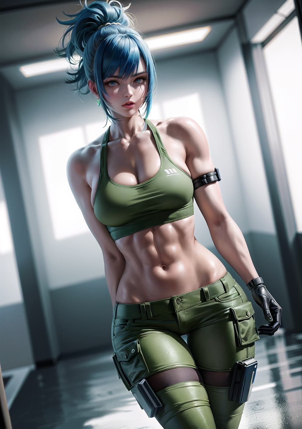 1girls, ai generated, blue eyes, blue hair, curvaceous, curvy body, curvy figure, female, female focus, female only, king of fighters, leona heidern, looking at viewer, snk, solo female, solo focus, stable diffusion, voluptuous, voluptuous female