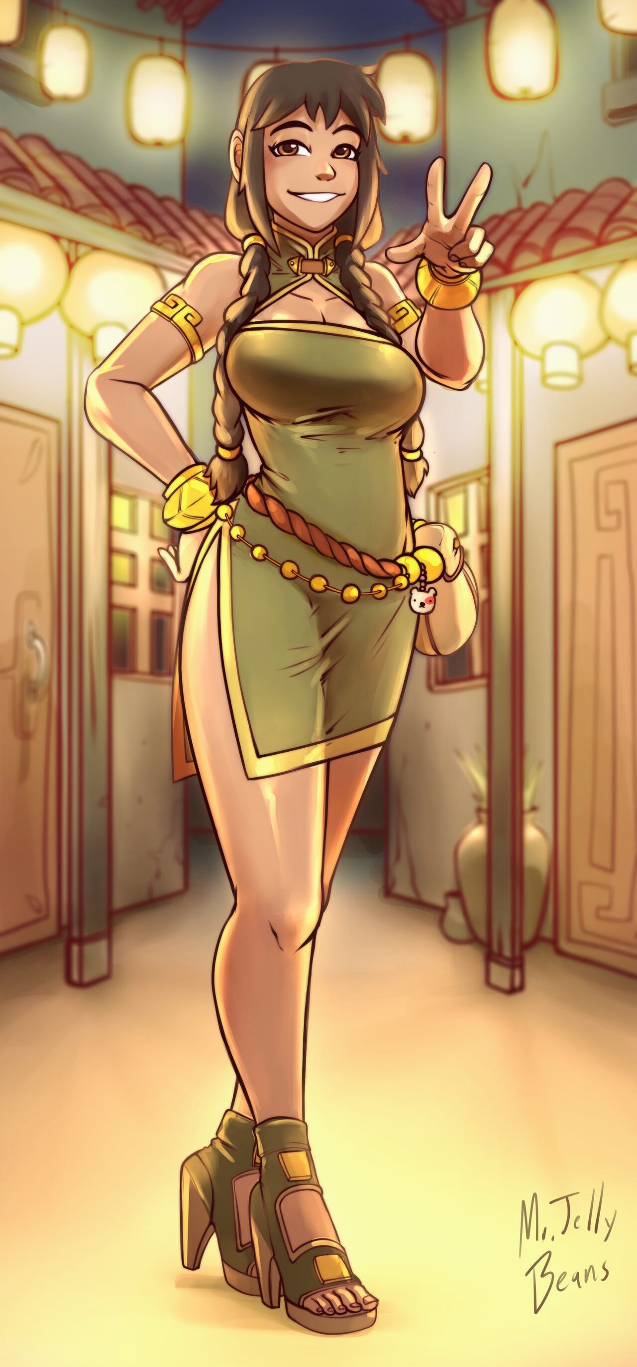 1girls, avatar the last airbender, braided twintails, clothed, dress, earth kingdom, female, female only, high heels, jin (avatar), light skin, light-skinned female, mr.jellybeans, platform heels, sketch, sketch page, solo