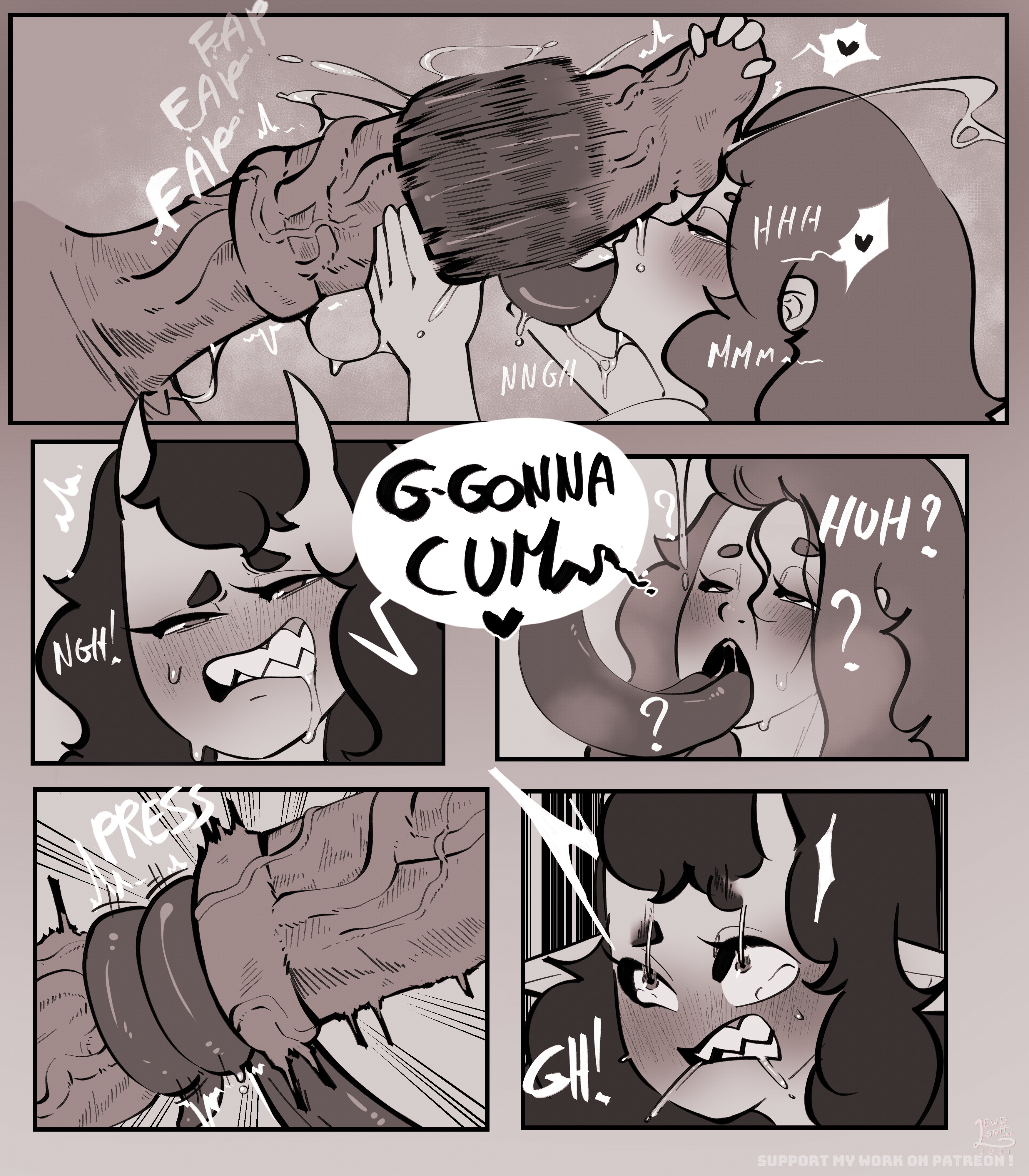 1futa, 1girls, comic, duo, female, futa on female, futanari, huge cock, intersex, lewdstuff, mary (lewdstuff), orgasm denial, penis, tagme