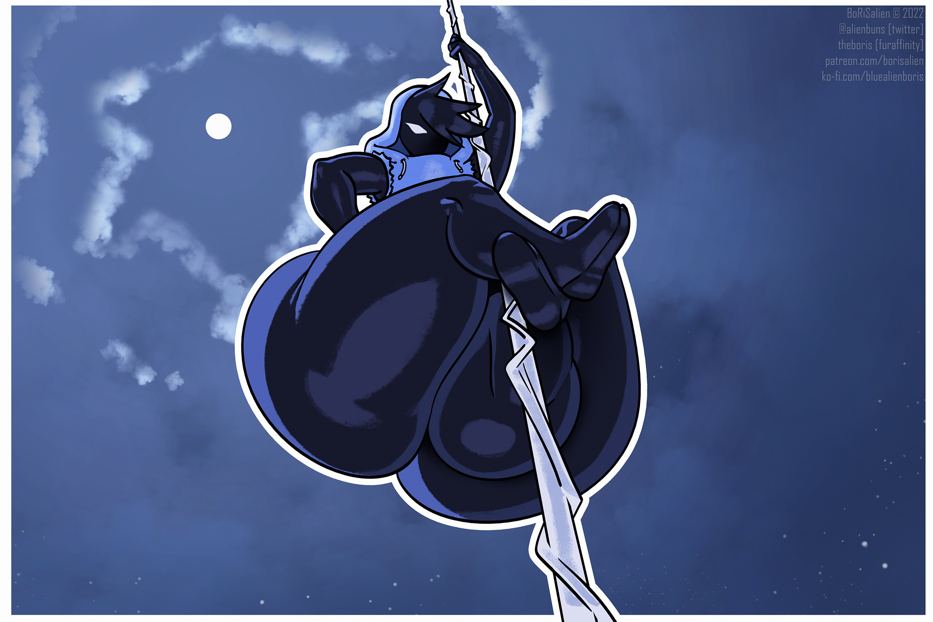 2023, anthro, anthro only, ass, ass focus, borisalien, bubble ass, bubble butt, bulge, cloud, hoodie, huge ass, huge thighs, male, male only, marvel, marvel comics, moon, original character, spider-man (series), symbiote, tagme, thick thighs, toony, twink, venom (marvel), web, wide hips