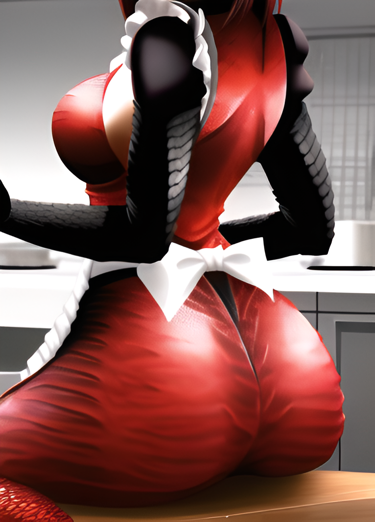 1girls 2023 ai_generated anthro apron ass ass_focus big_ass big_butt black_scales black_thong breasts dragon female female_only kitchen maid maid_outfit maid_uniform multicolored_body natural_armor red_scales scales scalie scalieton scantily_clad self_upload stable_diffusion thong tight_clothing