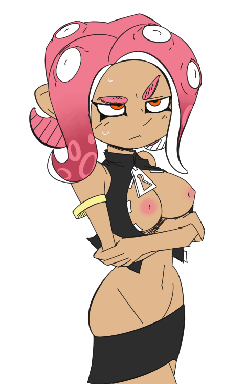 1girls agent_8_(octo_expansion) agent_8_(splatoon) annoyed arms_under_breasts boobs breasts breasts_out hips navel nintendo nipples octoling octoling_girl open_topwear open_zipper short_hair skirt splatoon splatoon_(series) splatoon_2 splatoon_2:_octo_expansion tentacle tentacle_hair tomboy topwear unknown_artist