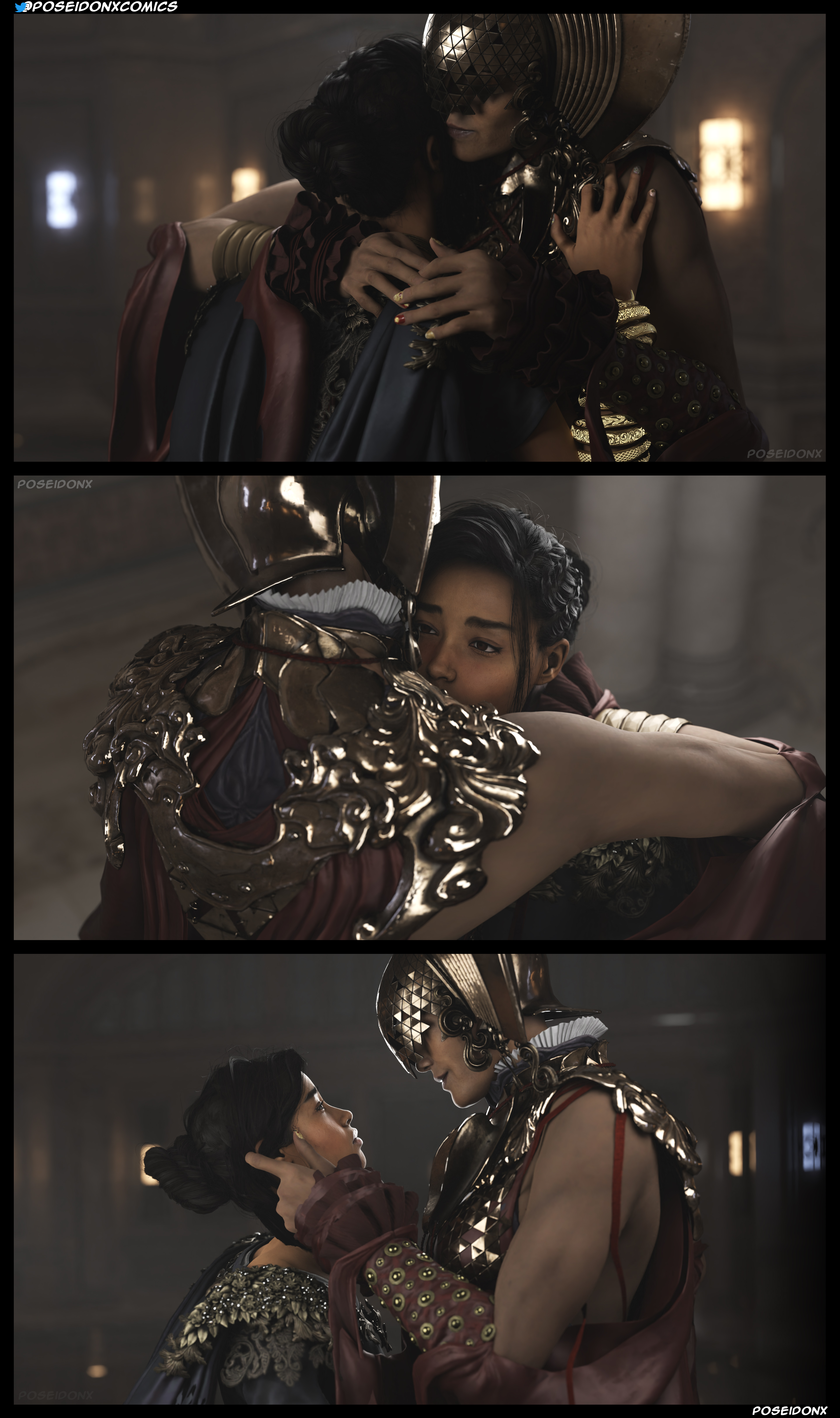 comic, comic page, female, forspoken, frey (forspoken), frey holland, muscular, muscular female, no dialogue, no sex, poseidonx, reluctant, size difference, story, tanta sila, yuri
