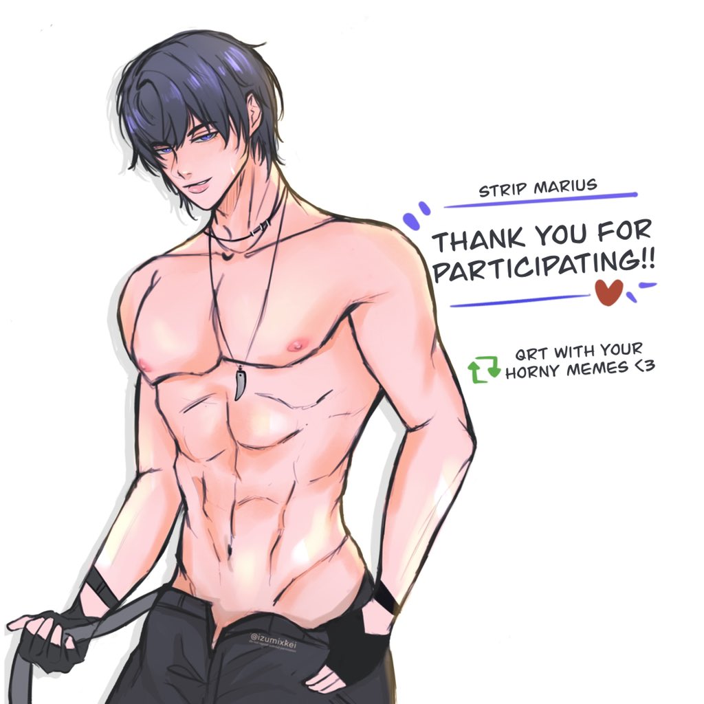 1boy abs izumixkei male male_only marius_von_hagen mihoyo solo tears_of_themis topless twitter_strip_game_(meme)