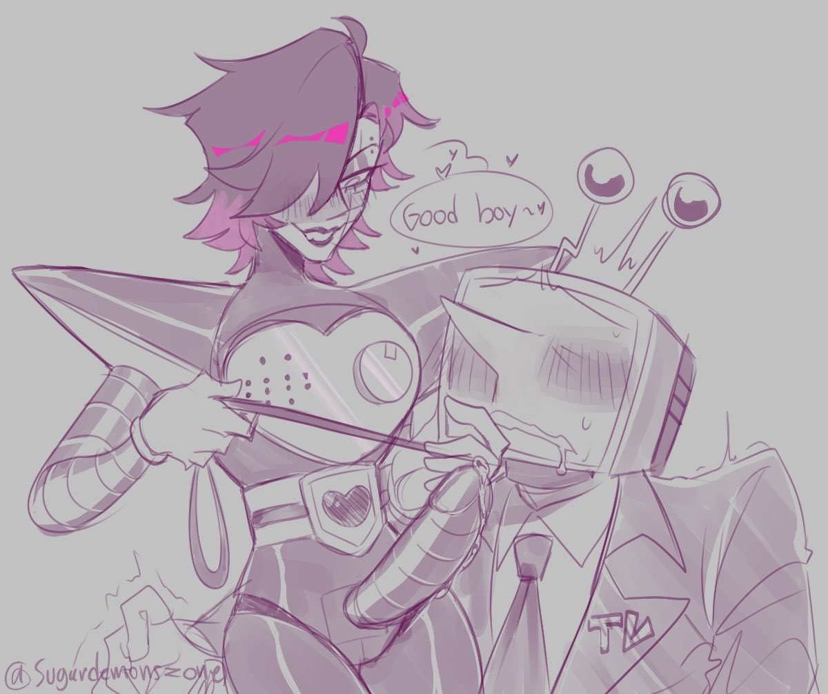 big penis, blushing profusely, deltarune, fully clothed, gay, gay male, good boy, leash and collar, leash pull, male focus, male only, mettaton, petplay, praise, robot boy, robot humanoid, tenna (deltarune), tv head, undertale, yaoi