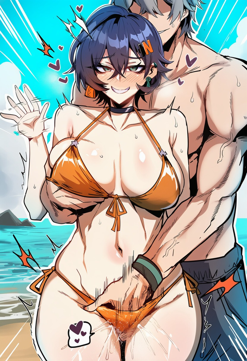1boy, 1girls, ai generated, artist name, belle (zenless zone zero), brother and sister, incest, mihoyo, sex, straight, wise (zenless zone zero), zenless zone zero