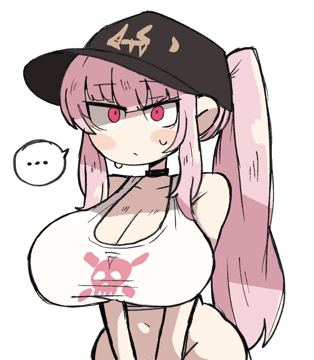 big breasts, boobs, female only, girl, hololive, hololive english, large breasts, mori calliope, notnoe (dxcl), pink hair, red eyes, virtual youtuber
