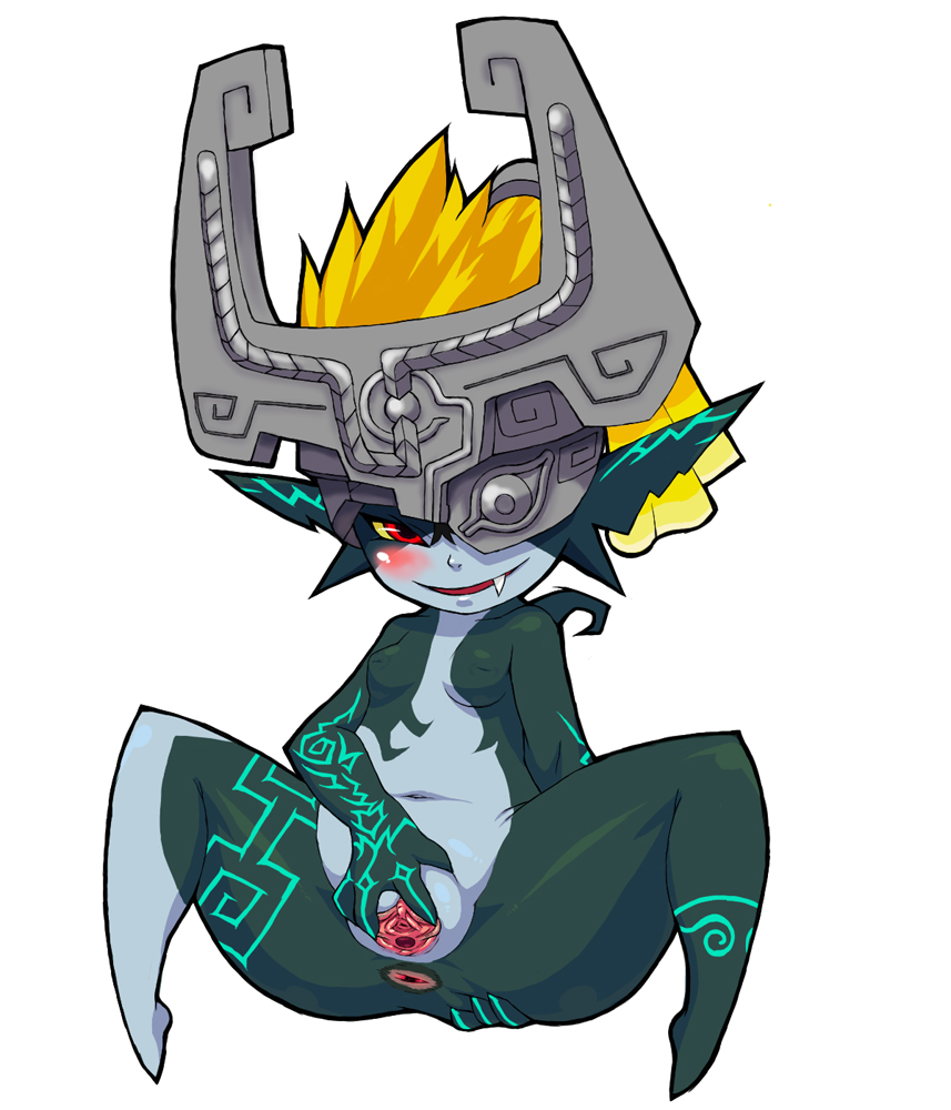 1girls blush cute_fang female female_only grin imp imp_midna inverted_nipples midna nintendo nipples ricosye solo spread_legs spread_pussy straight_hair the_legend_of_zelda twilight_princess uncensored