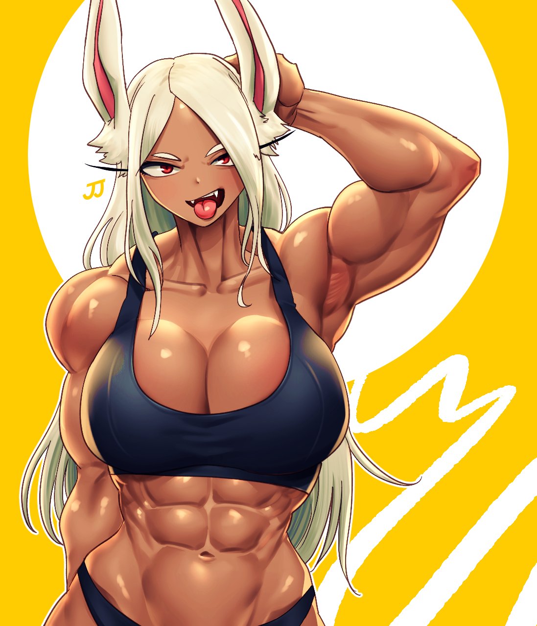 abs miruko muscular muscular_female my_hero_academia solo solo_focus tanned tanned_female tanned_skin