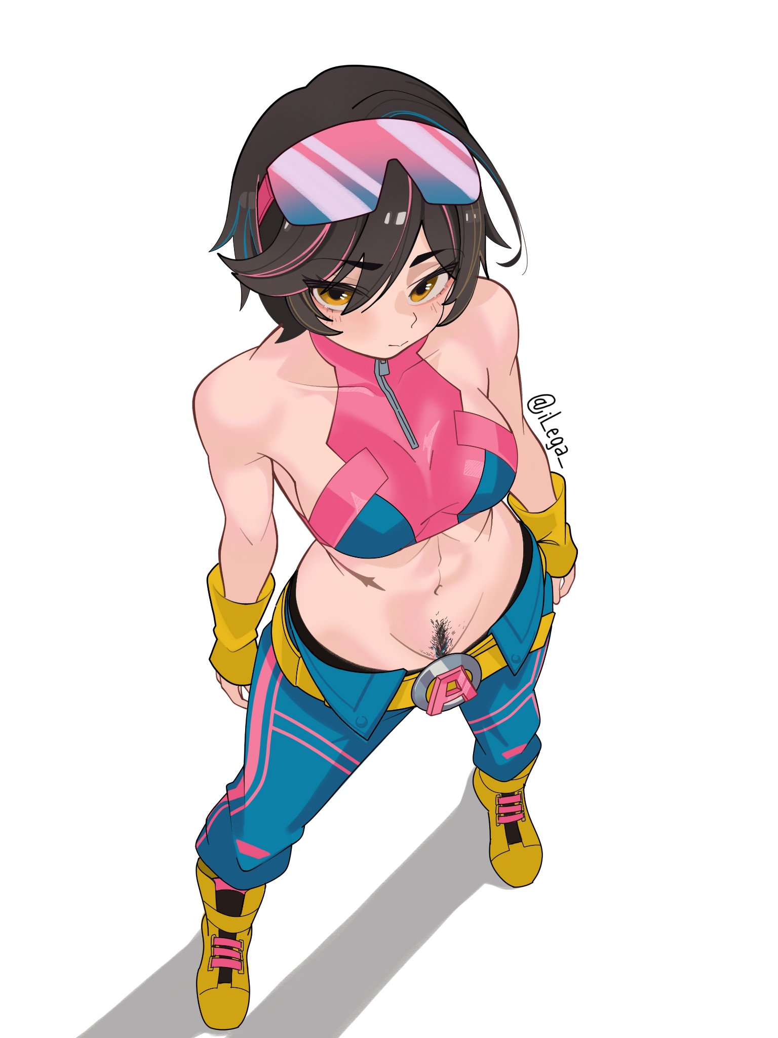 2d, abs, clothed, clothing, curvaceous, curvaceous female, curvaceous figure, curvy, curvy figure, curvy hips, female, female only, fully clothed, happy trail, ilega, jubilation lee, jubilee, jubilee (marvel rivals), marvel, marvel rivals, midriff, pubic hair peek, solo