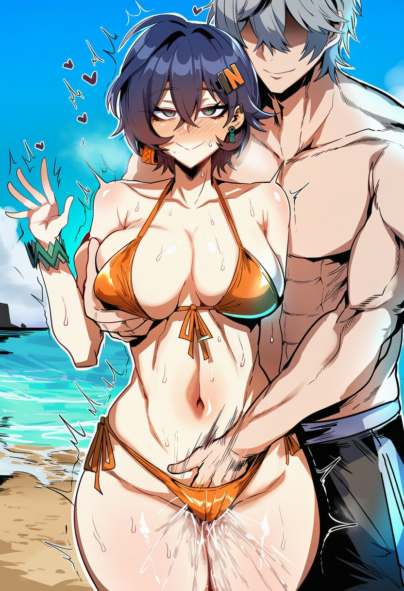 1boy 1girls ai_generated artist_name belle_(zenless_zone_zero) bikini brother_and_sister fingering incest mihoyo sex sibling_incest straight wise_(zenless_zone_zero) zenless_zone_zero