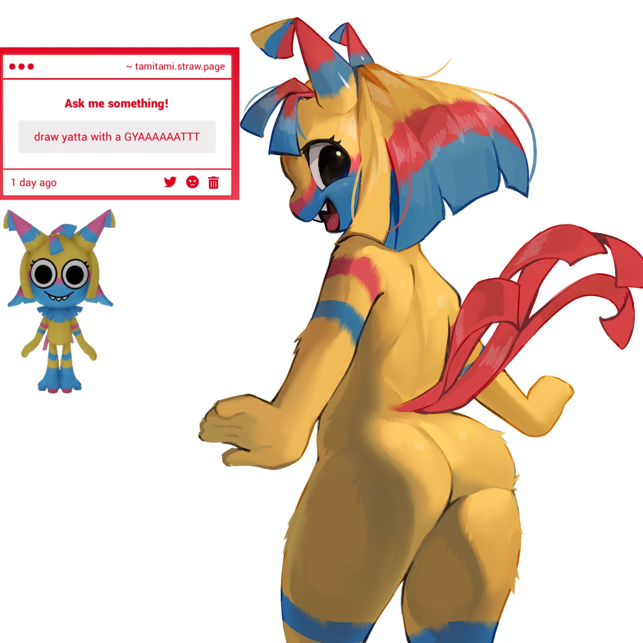 1girls, ass, cute, cute face, dandy's world, female, female only, full body, itamichan1, yatta (dandy's world)